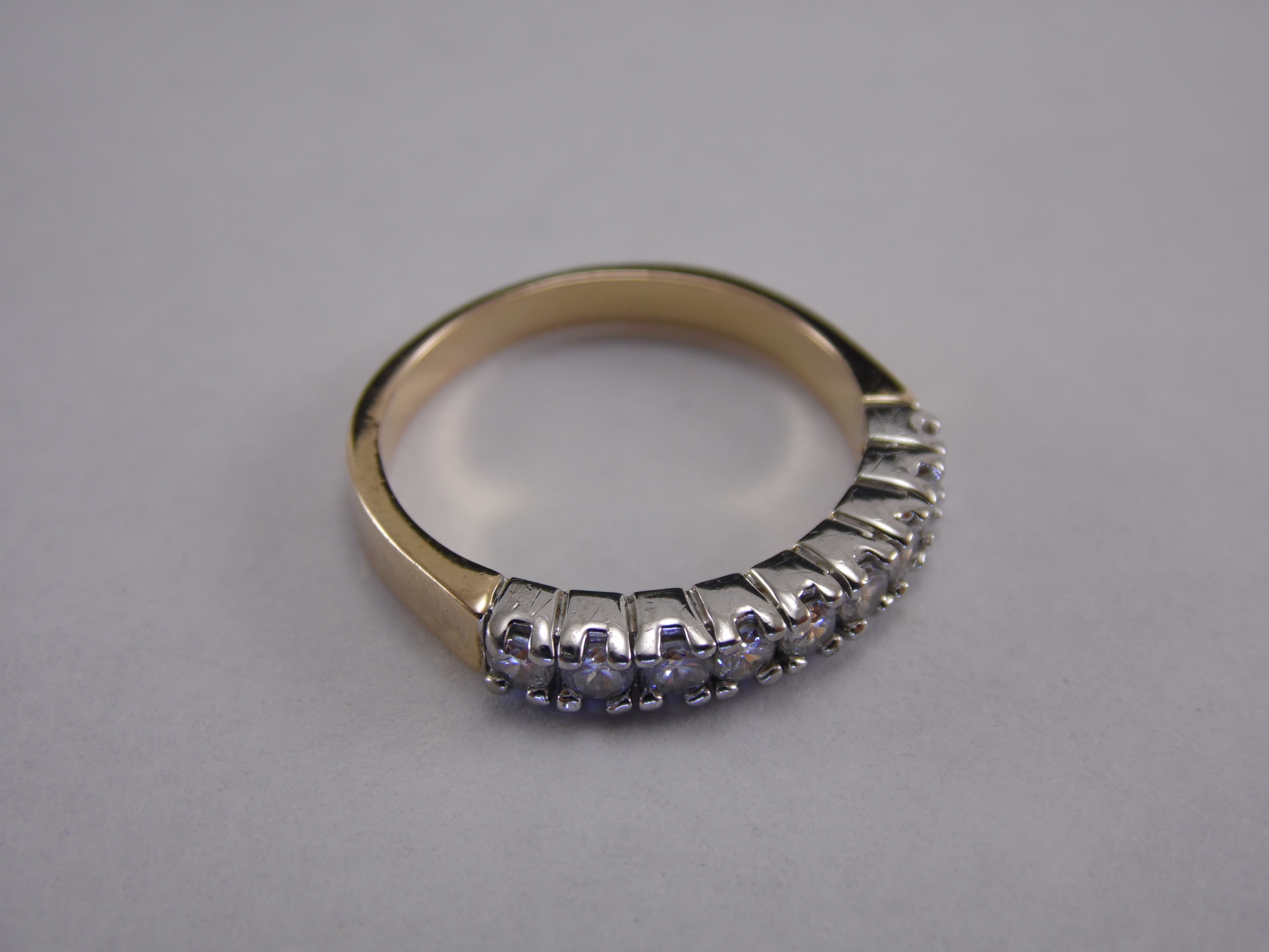 Size 6 Gold Silver Prong Set Round Cut Cubic Zirconia Vintage Anniversary Engagement Promise Ring 1/2ct T.W