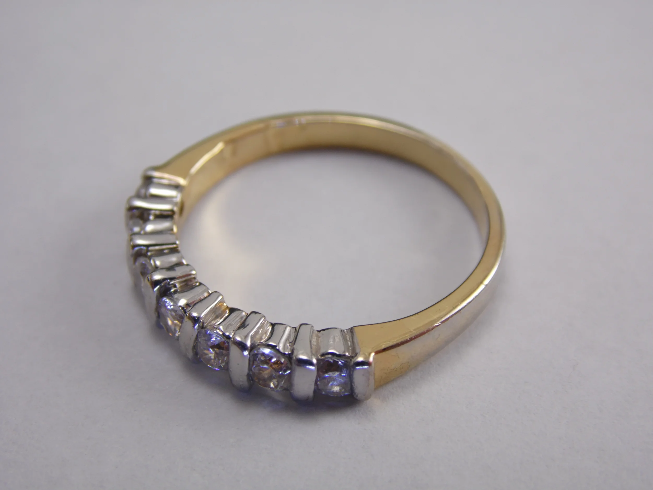 Size 10 Gold & Silver Tone Round Cut Faux Diamonds Cubic Zirconia CZ Vintage Engagement Promise Statement Ring .75ct T.W