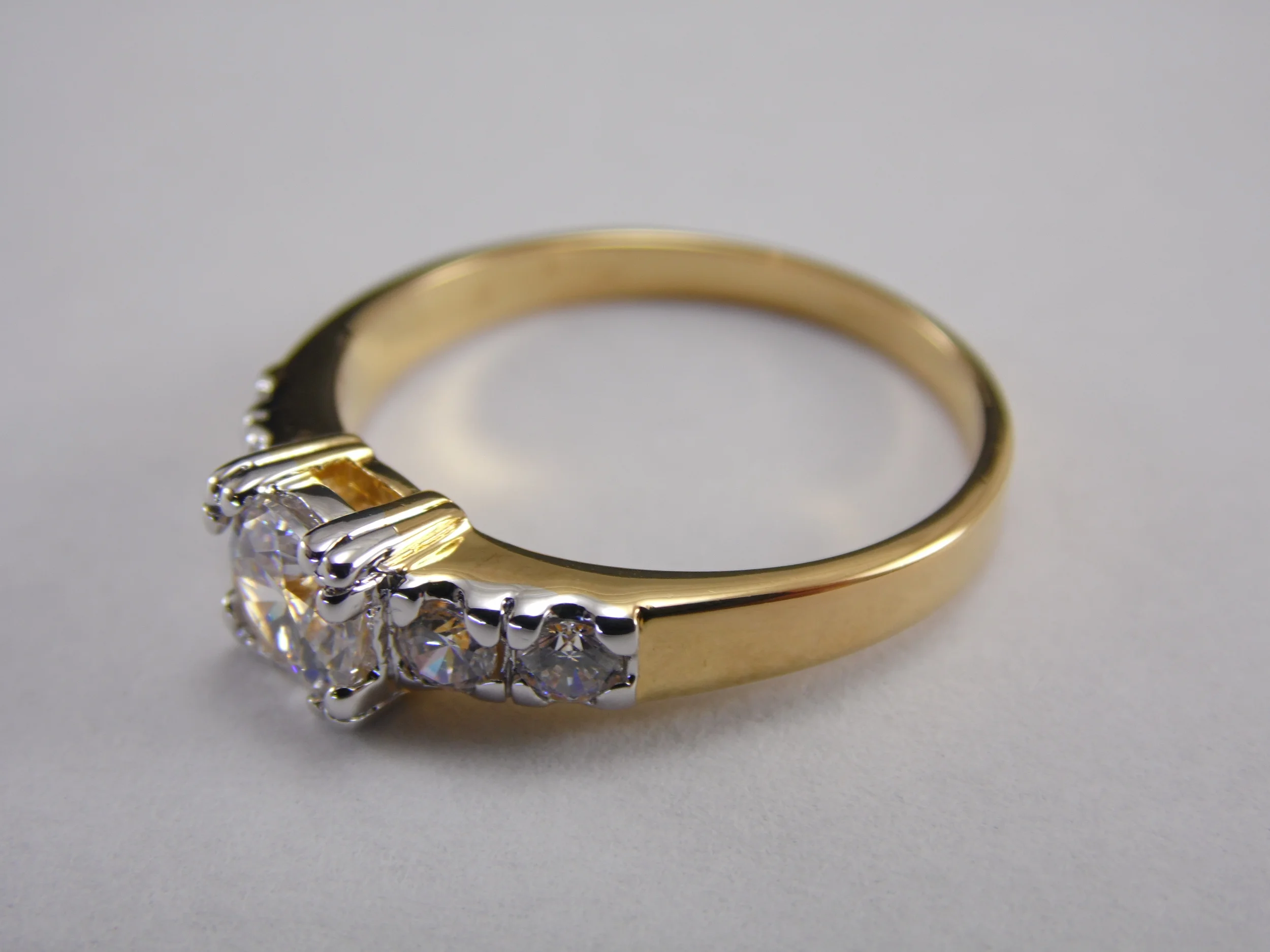 10 Inch Goldtone Prong Set Diamond Cubic Zirconia CZ Vintage Engagement Statement Promise Ring
