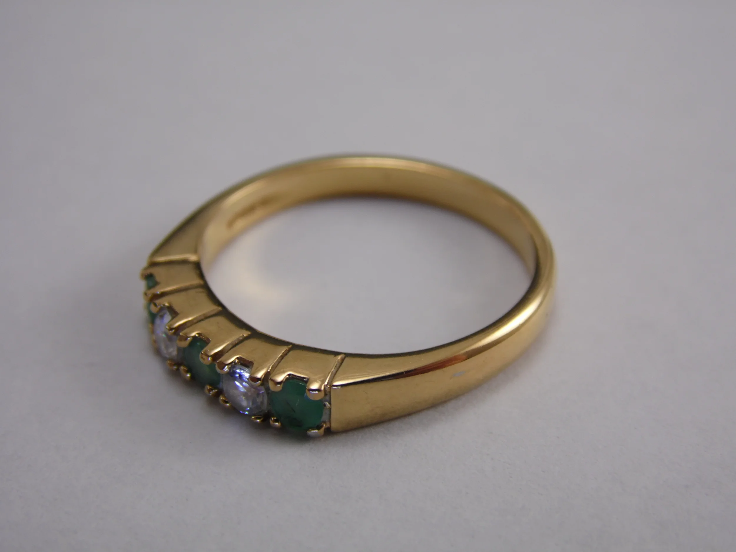 Size 9 14K HGE Genuine Green Round Cut Aventurine Cubic Zirconia CZ Vintage Statement Promise Ring .5ct T.W