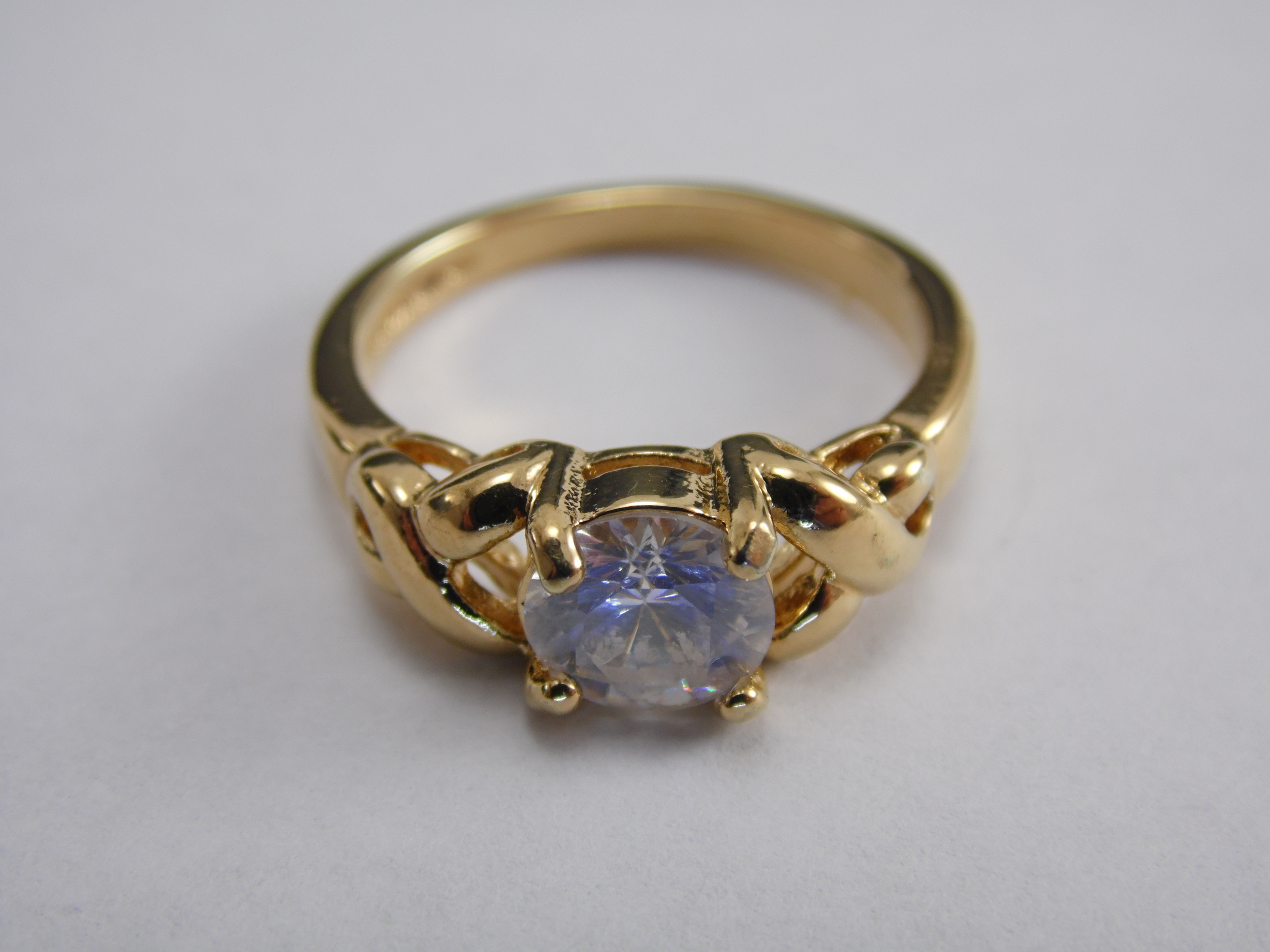 Size 8.5 14K HGE Round Cut Diamond Cubic Zirconia CZ Vintage Filigree Solitaire Engagement Statement Promise Ring 1.25ct T.W