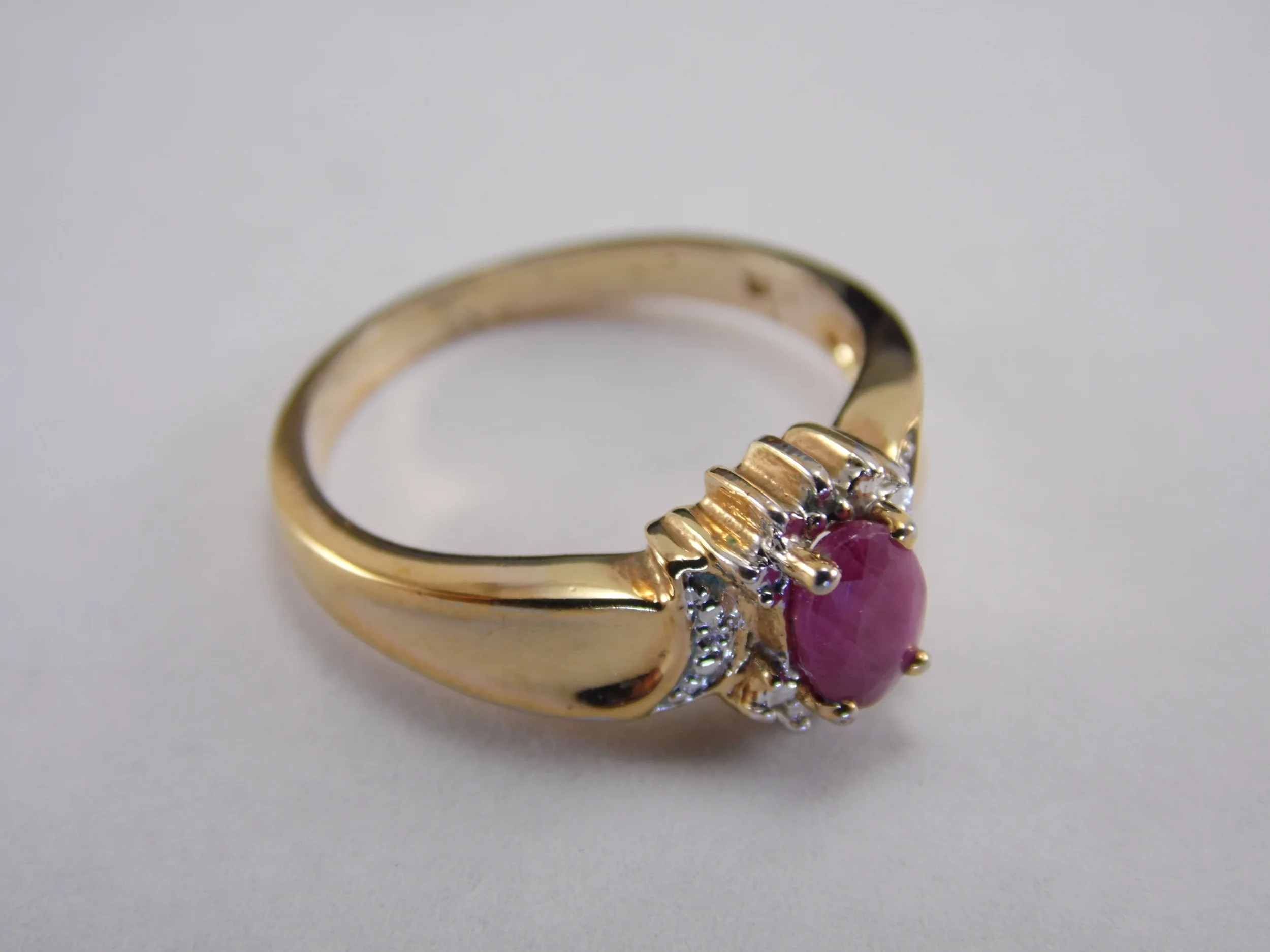 Size 7 Gold Tone 6x4mm .60ct Genuine Oval Cut Red Ruby Gemstone July Birthstone Vintage Cocktail Statement Ring