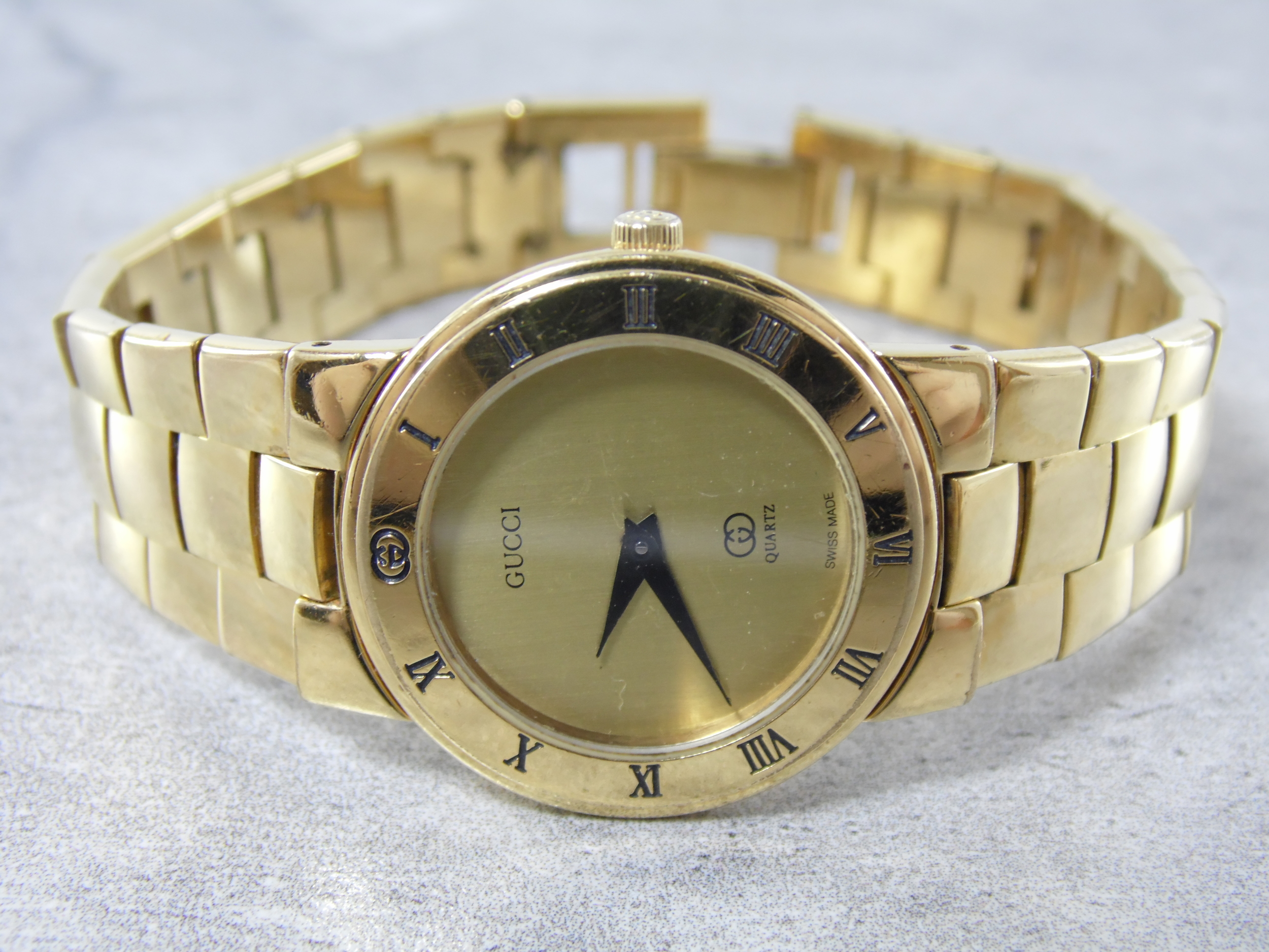 Real Authentic Vintage Gucci 3300L Gold Plated Womens Ladies Swiss Made Designer Watch 
