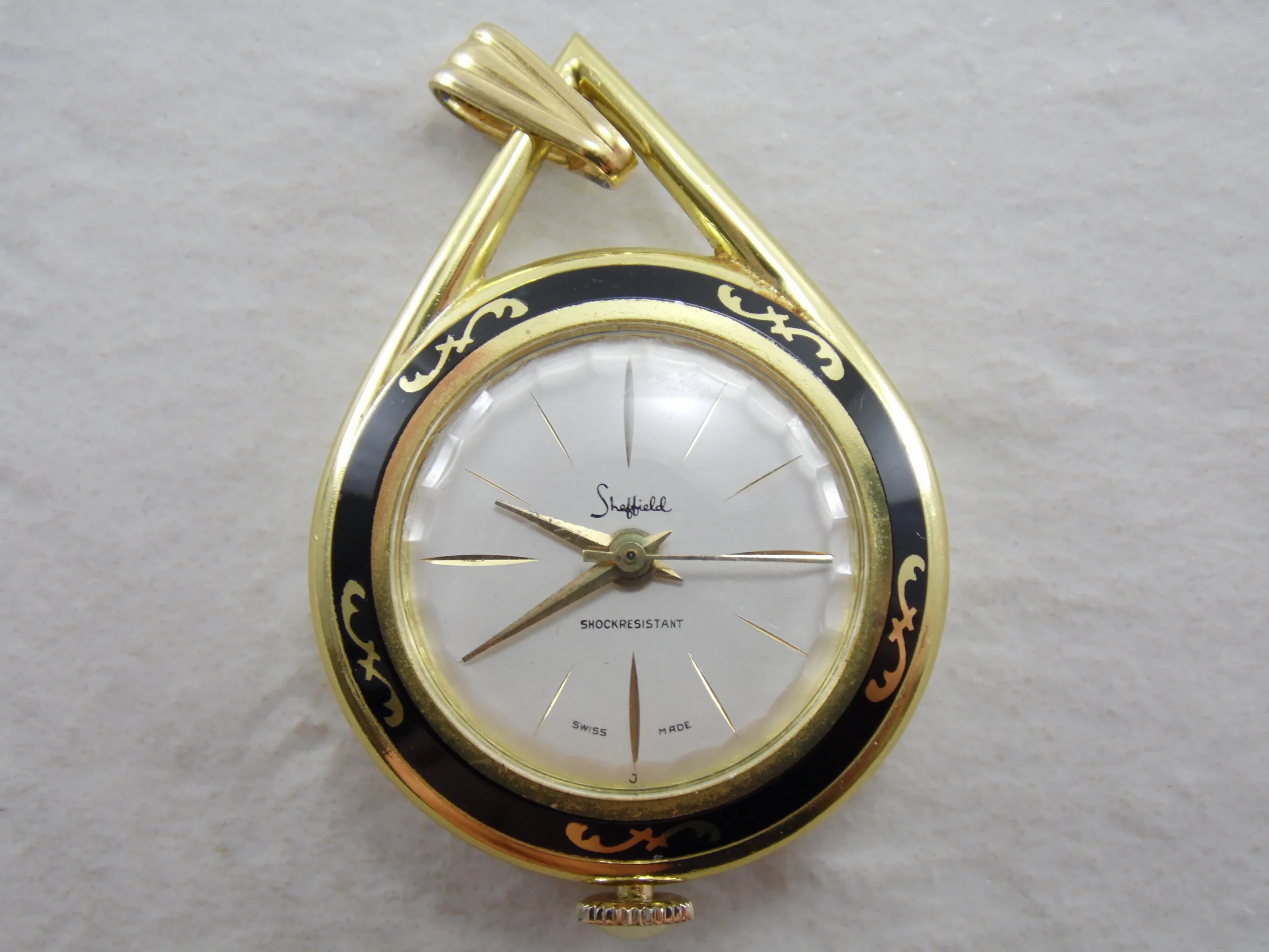 Vintage Sheffield Shock-Resistant Swiss Made Mechanical Wind Up Pendant Pocket Watch