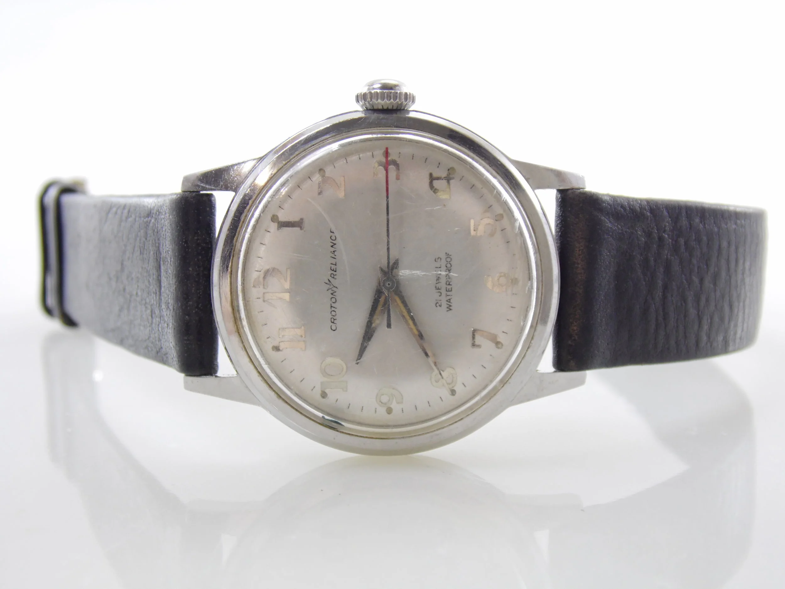 Rare Vintage 1950's Croton Reliance 21 Jewels Mechanical Wind-Up Mens Swiss Incabloc Waterproof Watch 