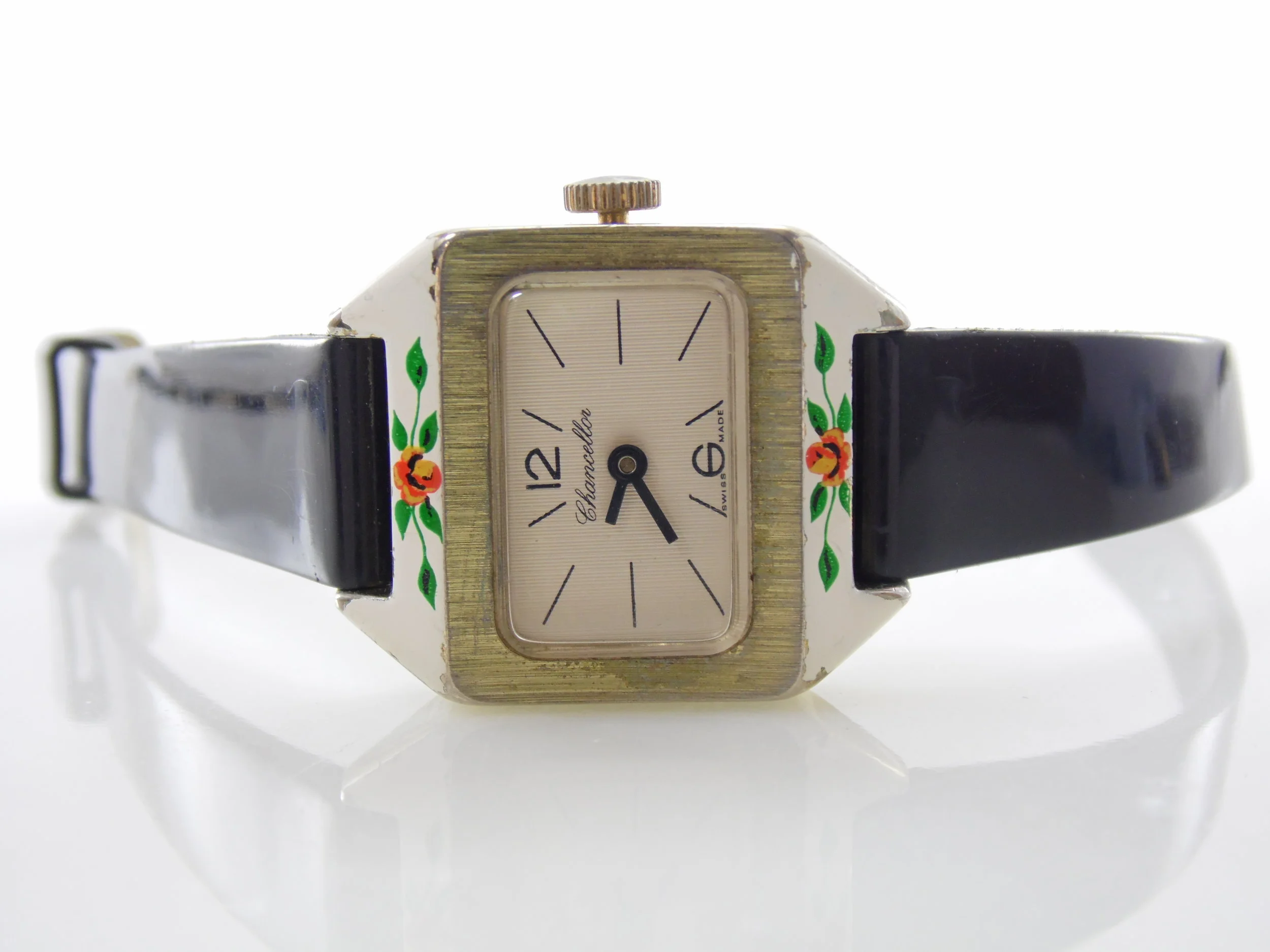 Rare Vintage Chancellor Floral Flower Motif Womens Mechanical Wind-Up Swiss Watch
