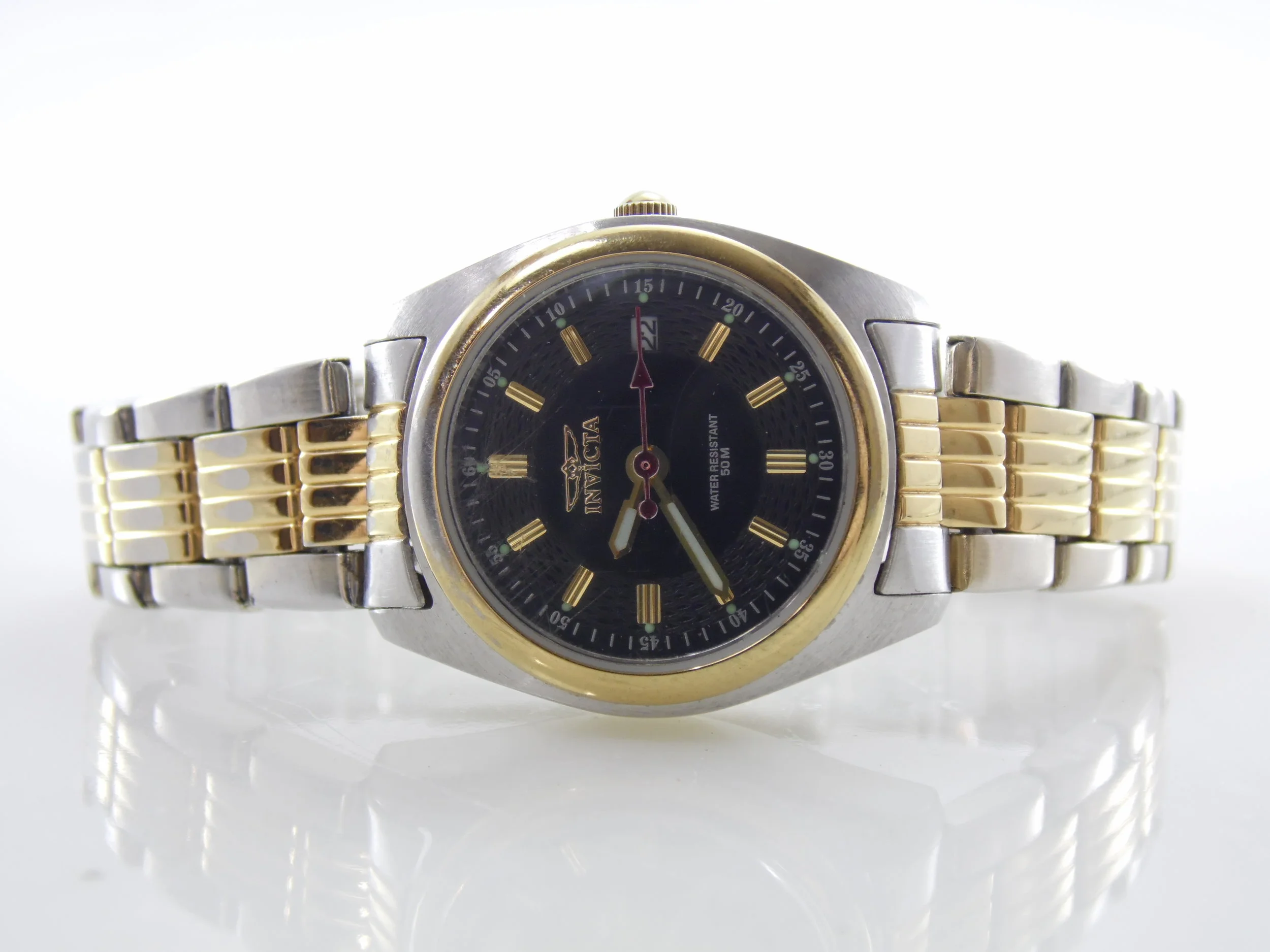 Vintage Womens Invicta Gold Two Tone Water Resistant 50M Watch