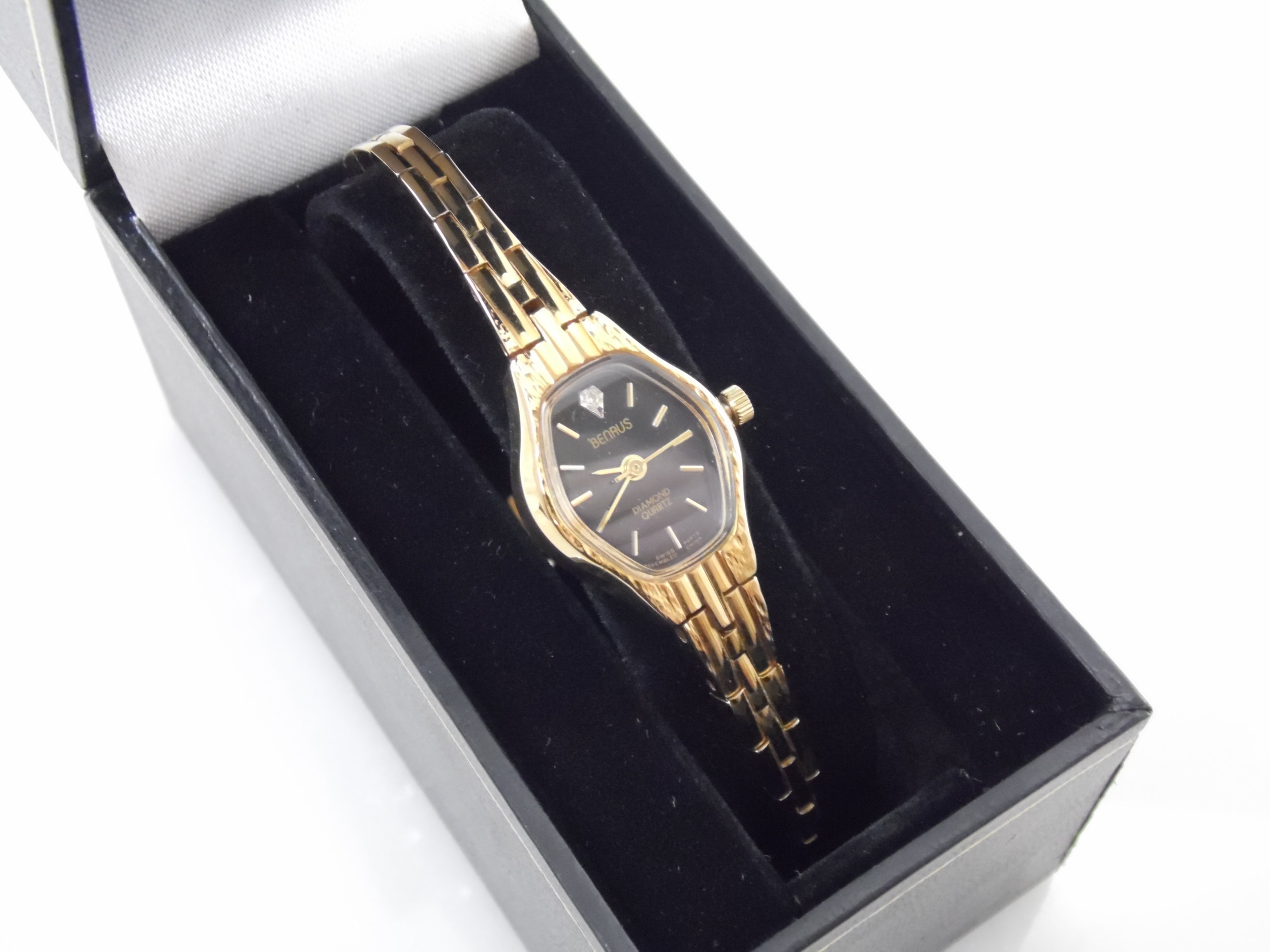 Vintage Womens Benrus Genuine Diamond NOS New Old Stock Watch