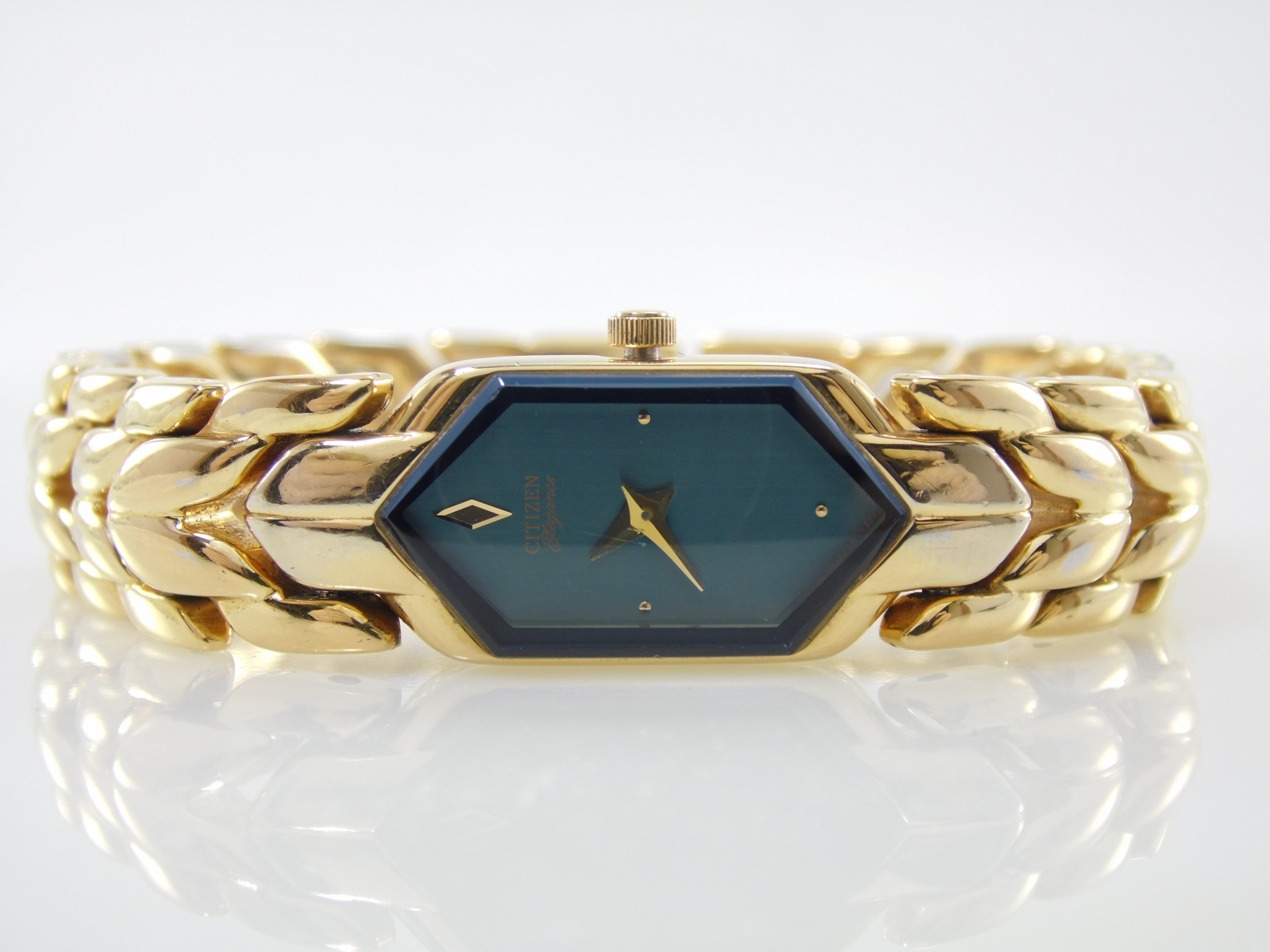 Womens Gold Citizen Elegance Blue Dial Quartz Watch