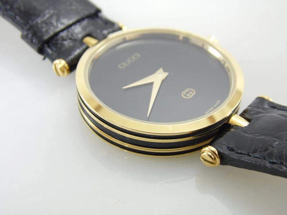 Rare Vintage Black & Gold Mens Womens Gucci Swiss Made Stack  display picture 2