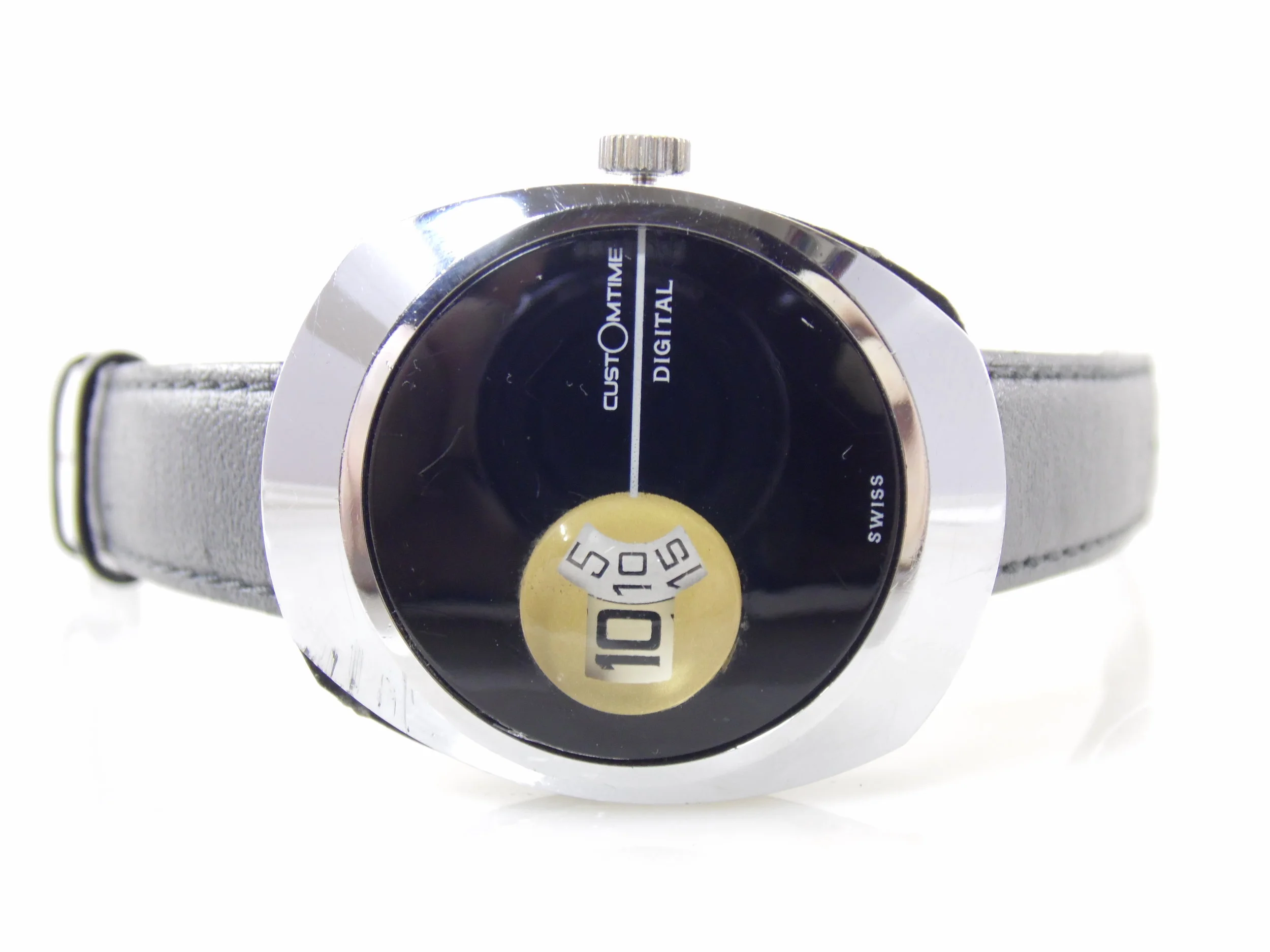 Vintage CustomTime Jump Hour Mens Womens Novelty Swiss Made Watch for Parts Repairs 