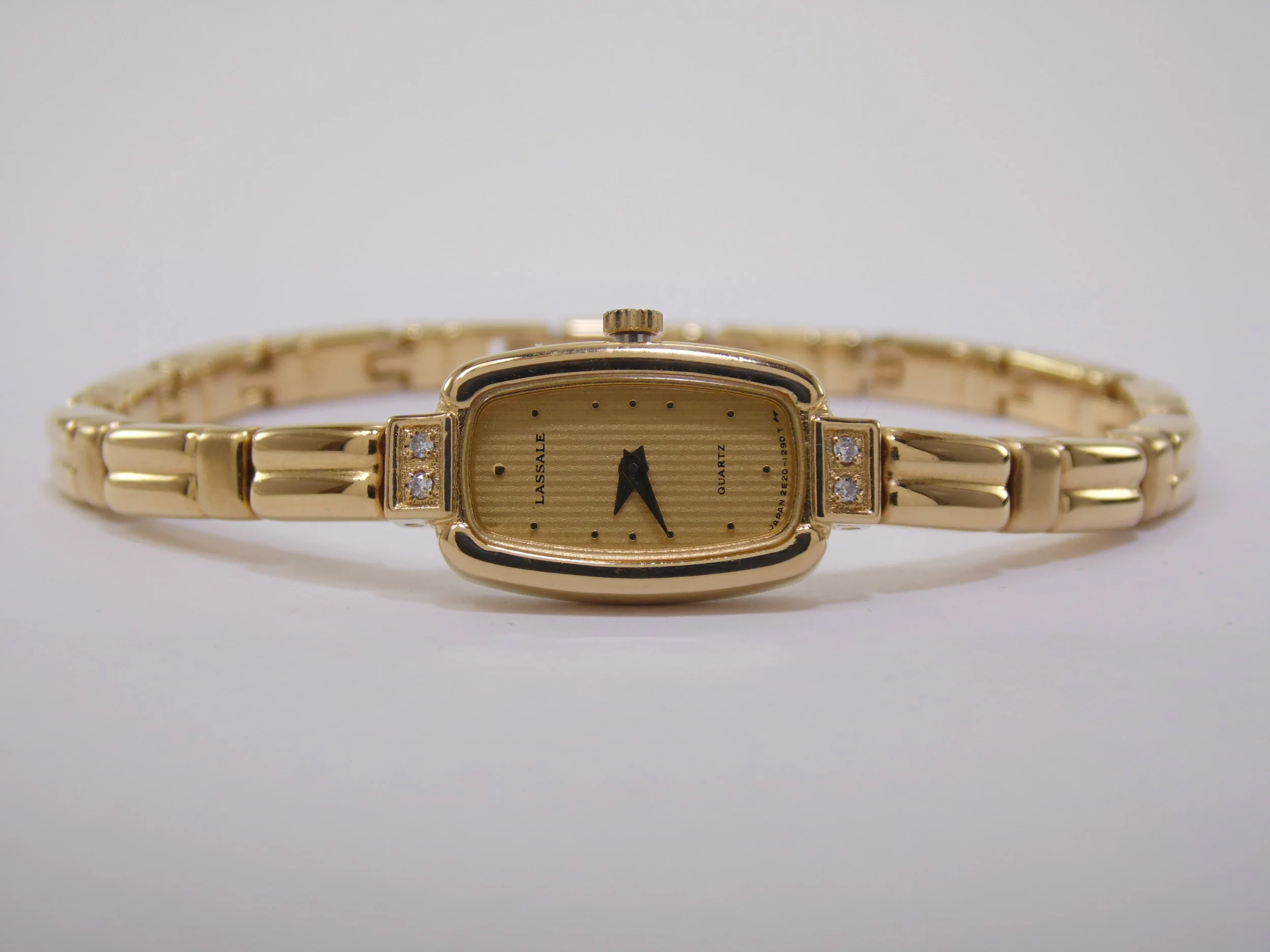 Rare Vintage Gold Lassale Genuine Diamond Womens Quartz Watch