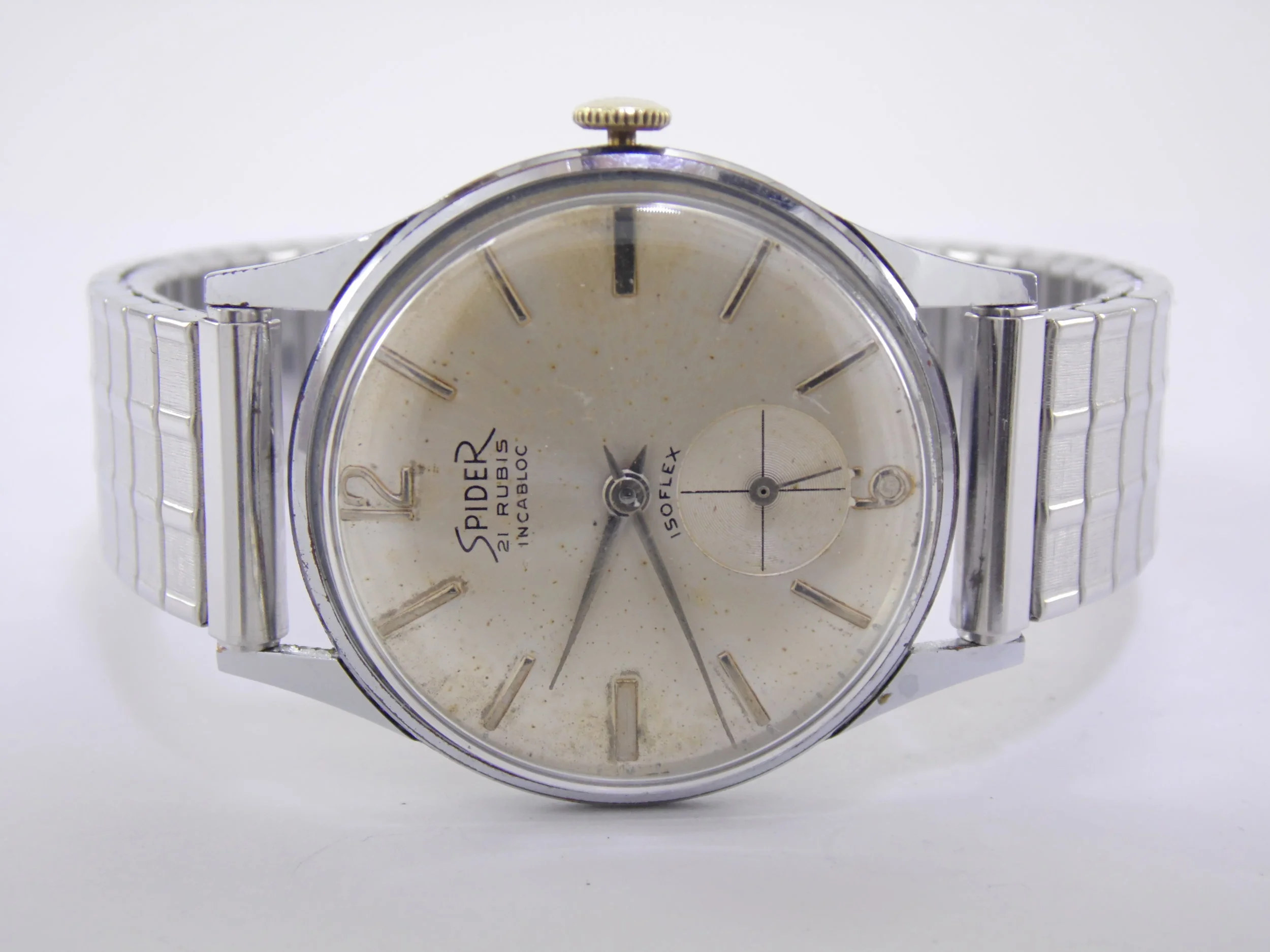 Ultra Rare Mens Spider 21 Rubis Sub Seconds Dial Swiss Mechanical Watch Peseux 330