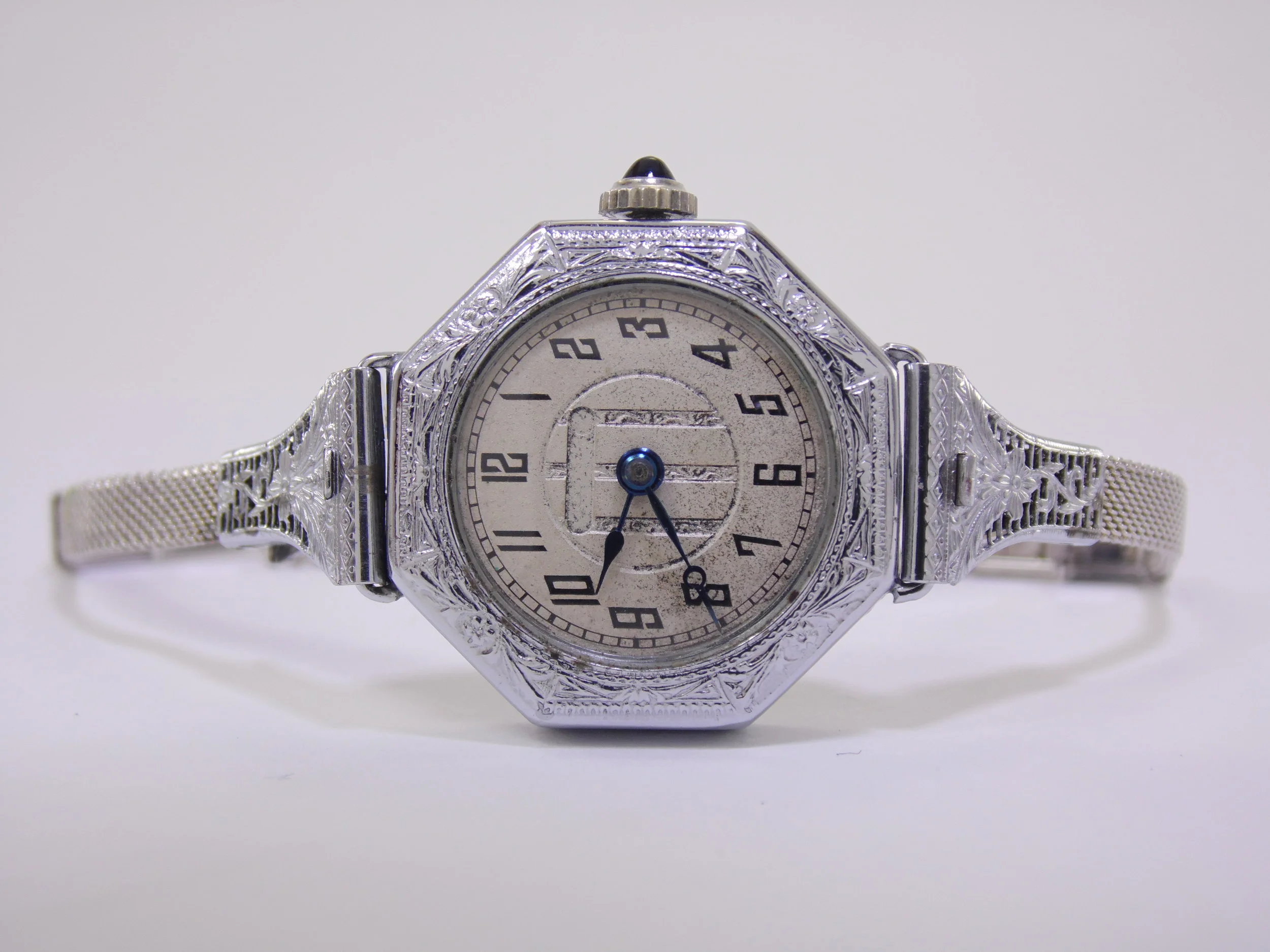 Rare Vintage Art Deco 1920's Goldsmith Stern & Co Filigree Womens Hinged Back Swiss Octagon Watch for Parts/Repair (Previously Running)