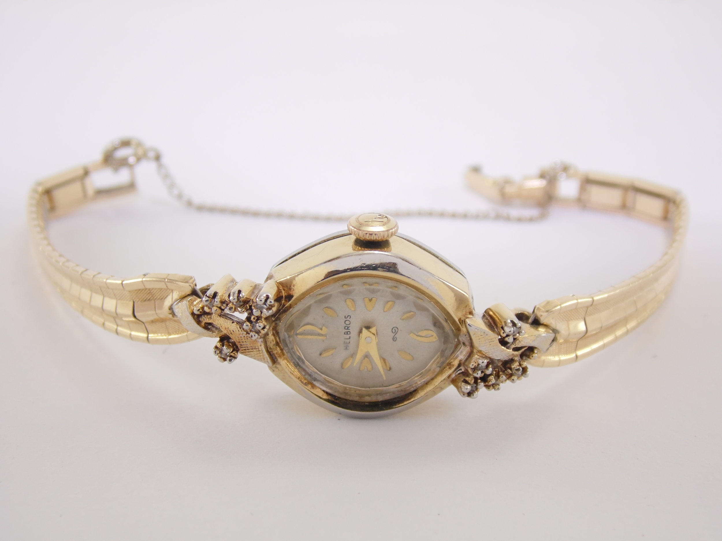 Vintage Genuine Diamond Helbros & Vulcain Swiss Mechanical Womens Watches for Parts/Repair (1 is running)
