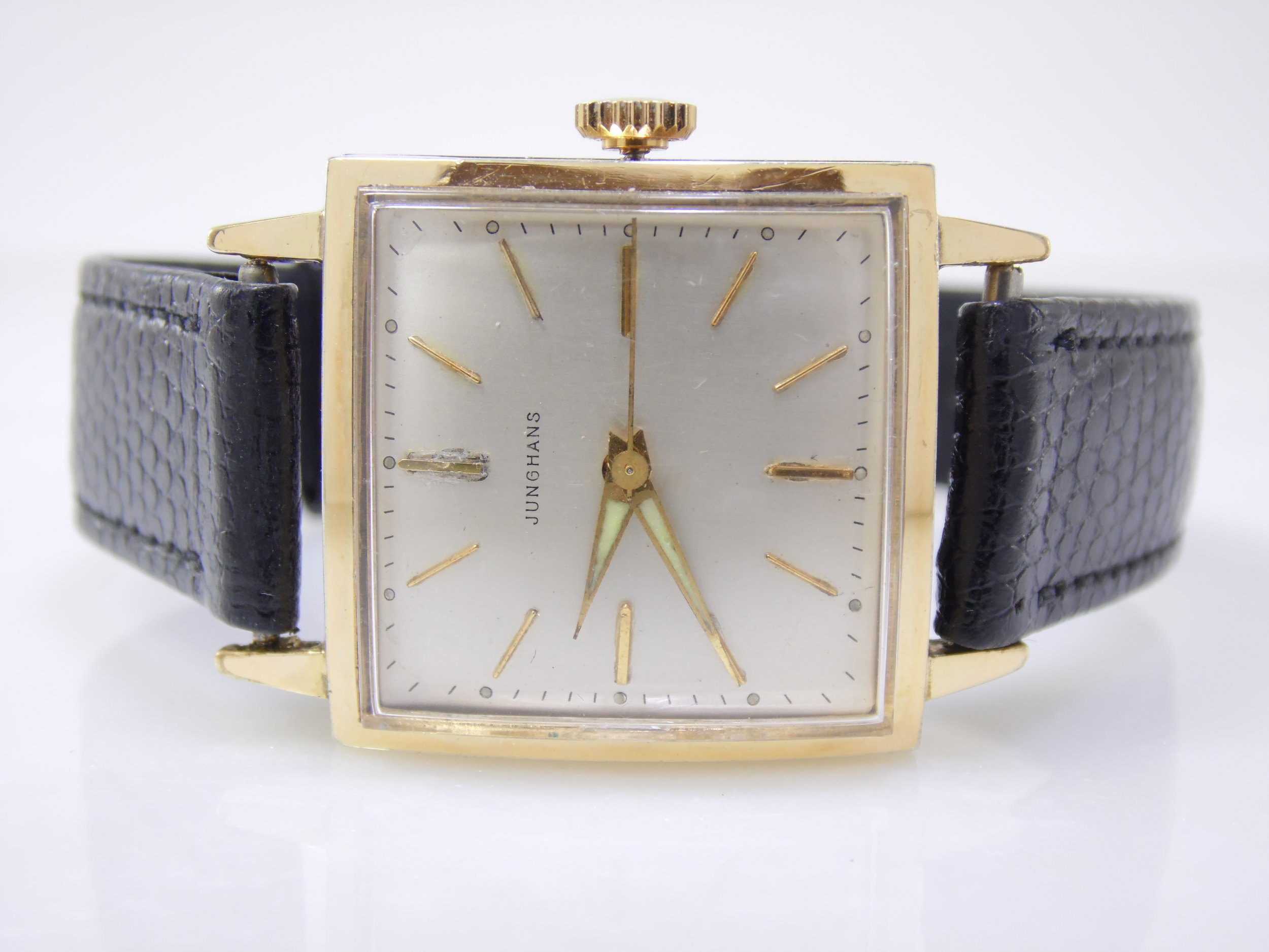 Rare Vintage Junghans Square Tank Mechanical Windup German Mens Gold Watch J93/1