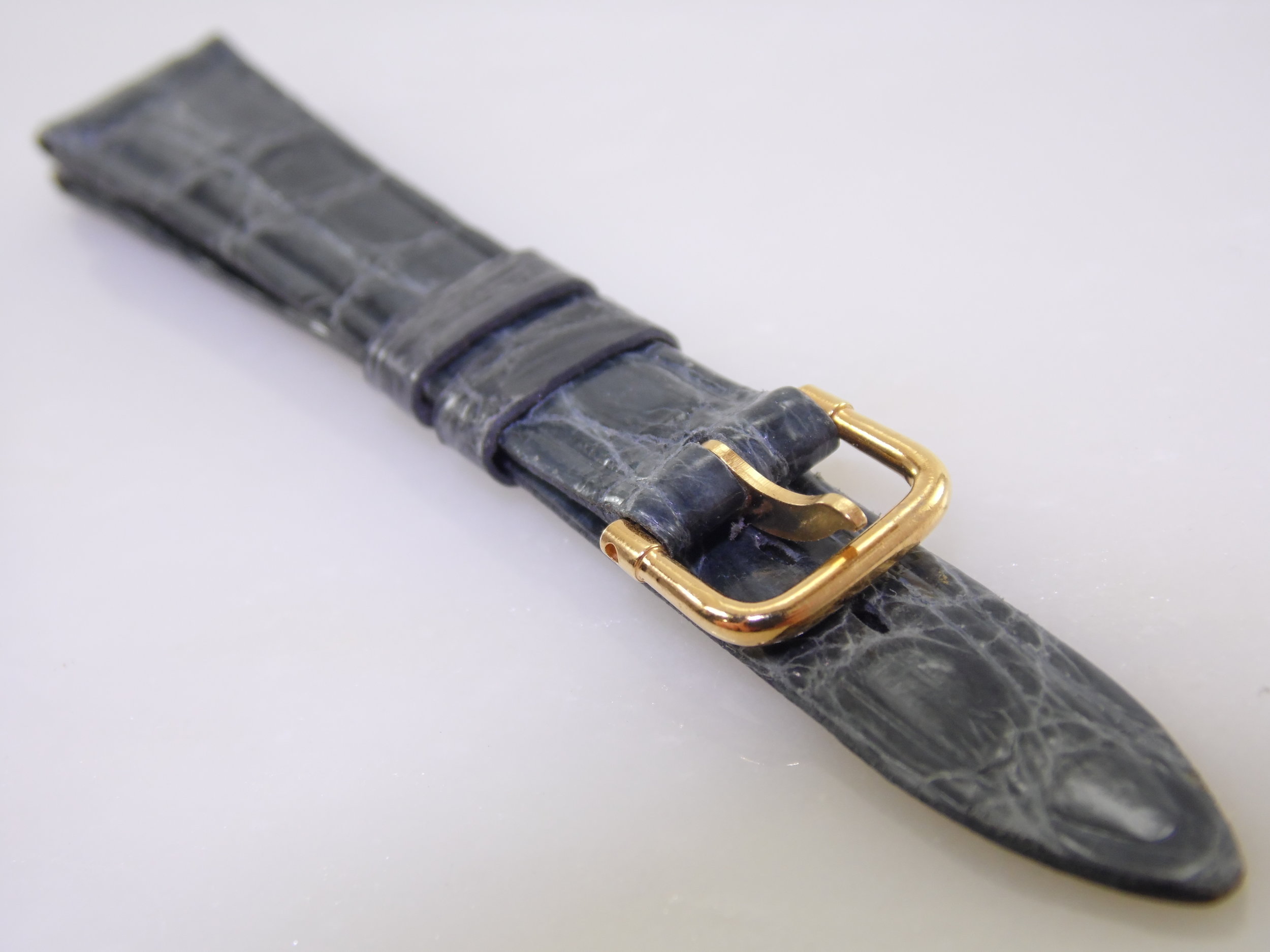 14mm R 9/16 Vintage Kalbe Gray Genuine Leather Crocodile Replacement Watch Strap Band NOS
