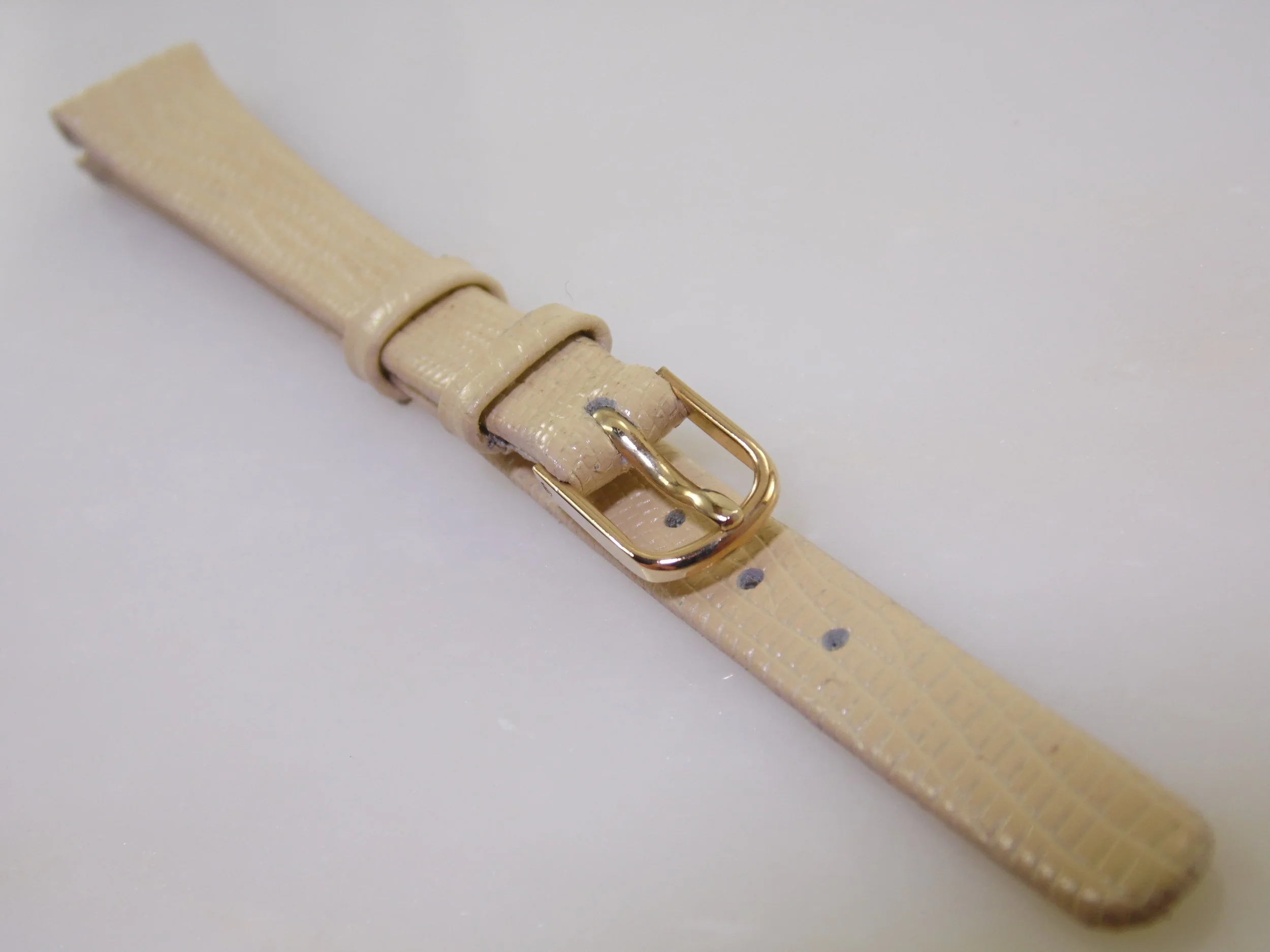13mm L 1/2 Vintage Kreisler White Genuine Leather Lizard Calf Replacement Watch Band Strap NOS Long