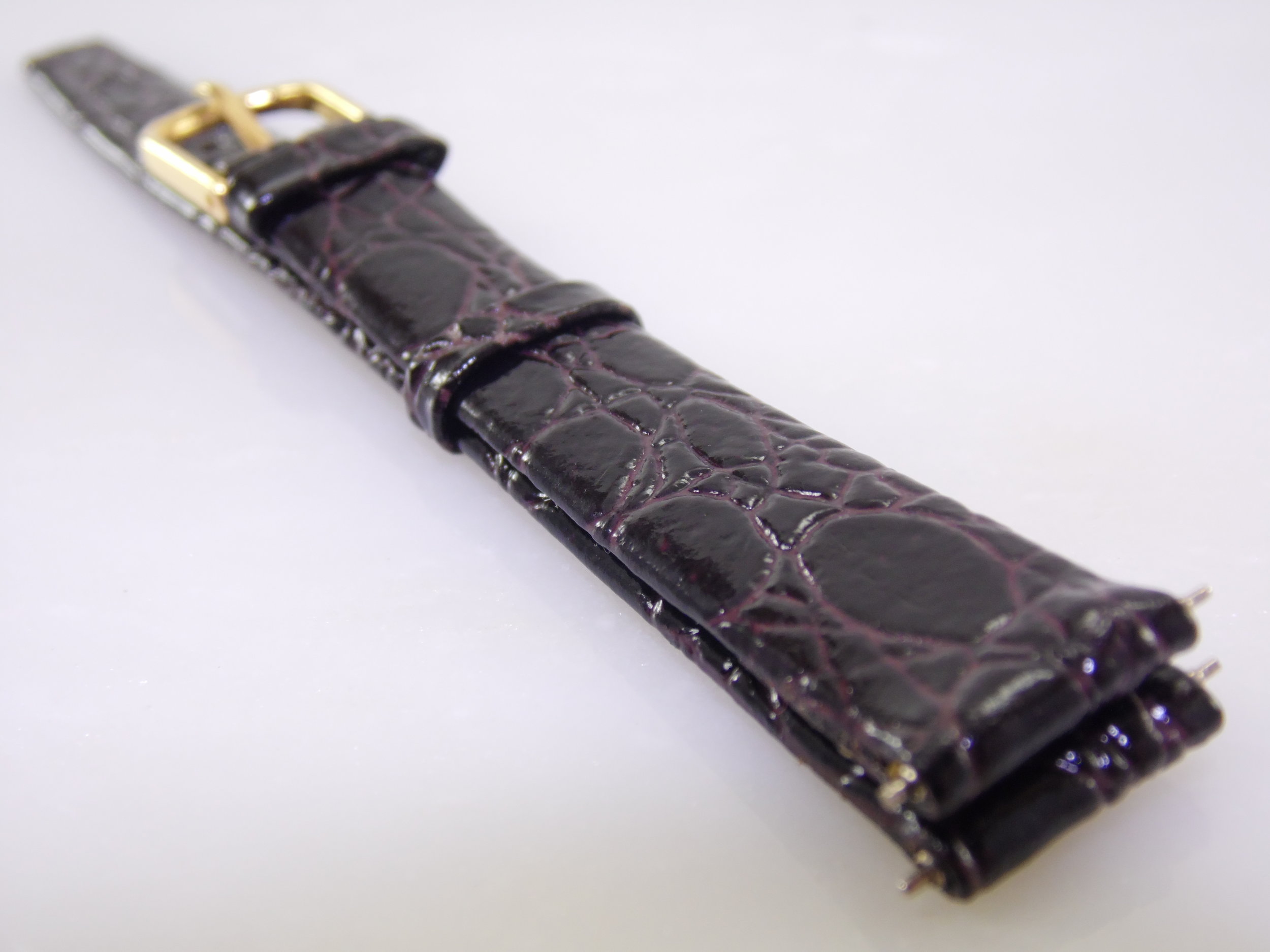 13mm R 1/2 Vintage Kreisler Dark Brown Black Genuine Leather Alligator Calf replacement Watch Band Strap NOS Regular