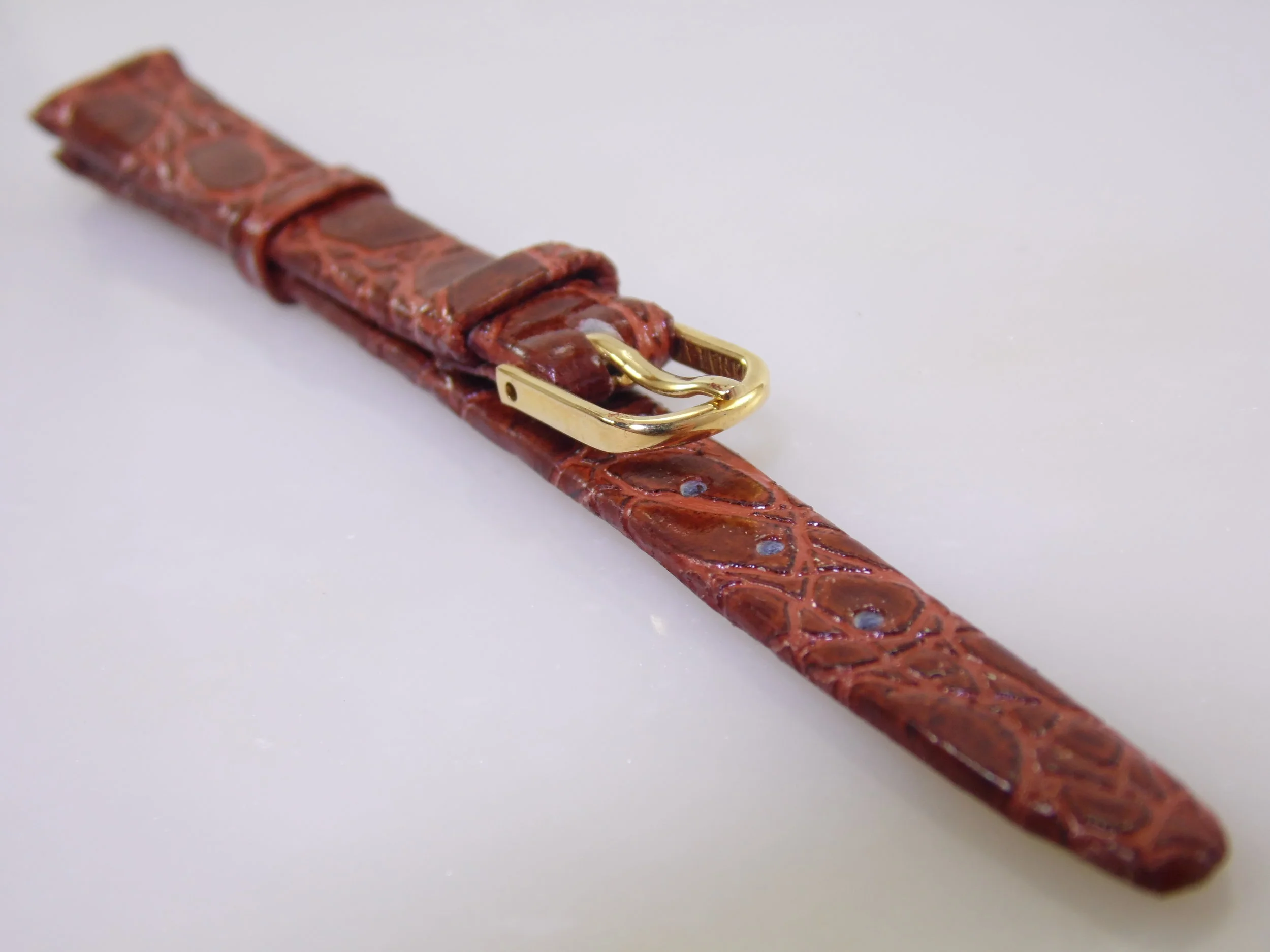 11 mm R 7/16 Vintage Kreisler Brown Genuine Leather Alligator Calf Replacement Watch Band Strap NOS Regular