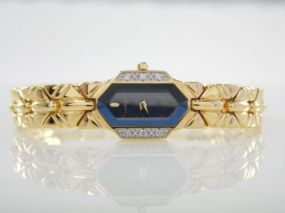 Rare Vintage Seiko Lassale Genuine Diamond Gemstone Rainbow Mica