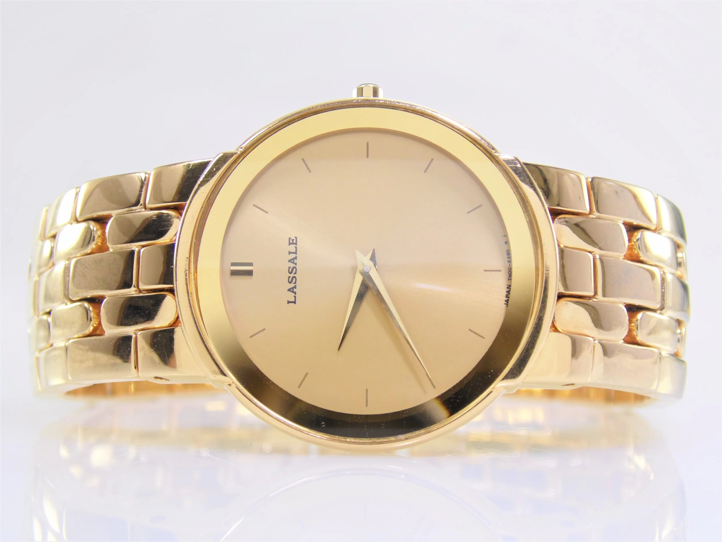Rare Vintage Mens Thin Profile Gold Seiko Lassale Luxury Designer Quartz Watch 7N00-6199
