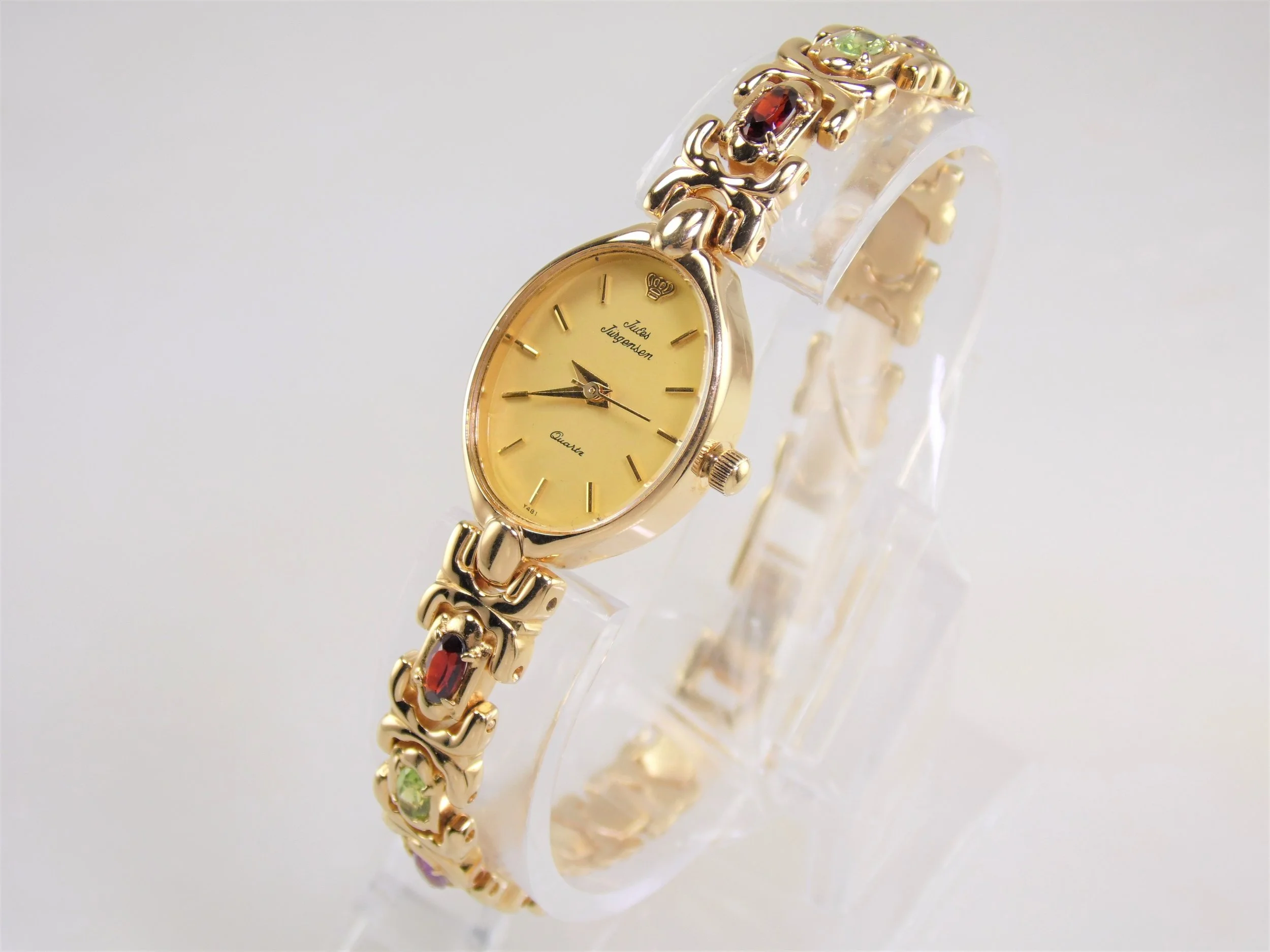 Jules Jurgensen Gold Amethyst Genuine Gemstone Designer Quartz Vintage Watch Women main image 4