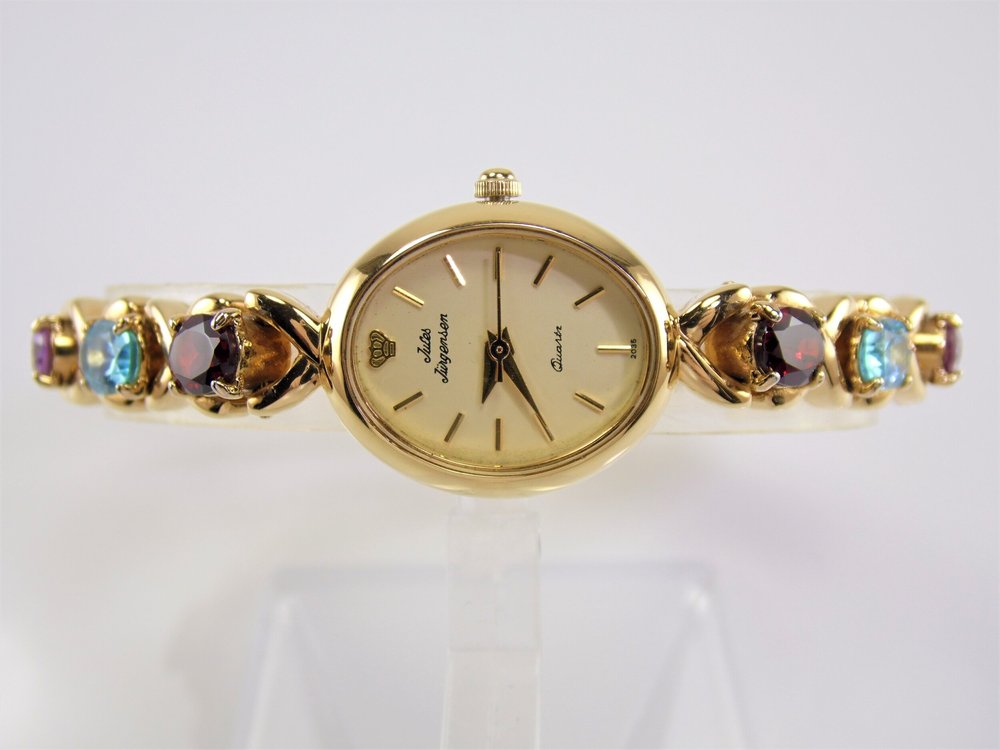 Rare Vintage Womens Ladies Gold Jules Jurgensen Ruby,Topaz  display picture 2