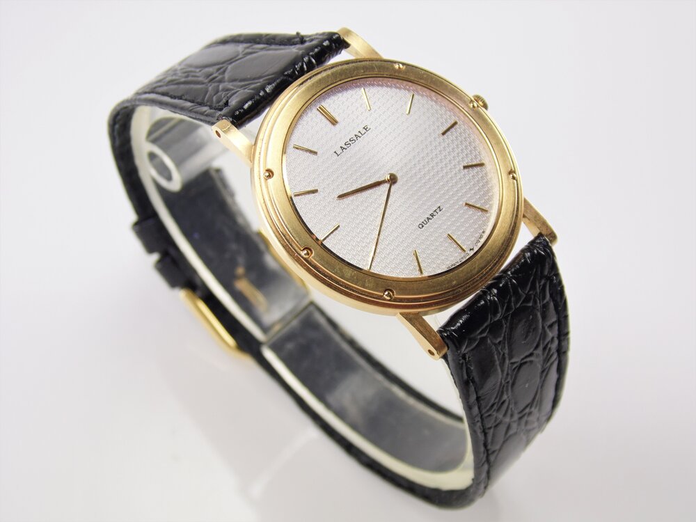 Very Rare Vintage Mens Womens Unisex Gold Authentic Lassale by Seiko Thin  Profile Textured Dial Luxury Designer Quartz Watch 2F50-0019 — New Avenue