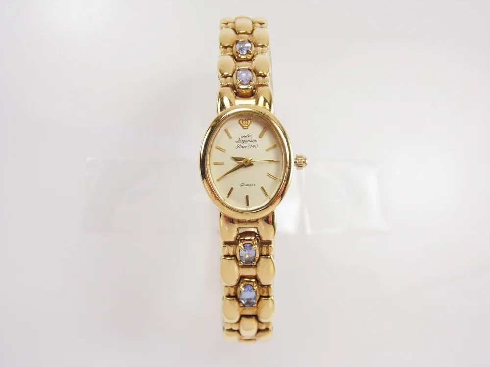 Rare Vintage Womens Ladies Gold Jules Jurgensen Purple Blue 