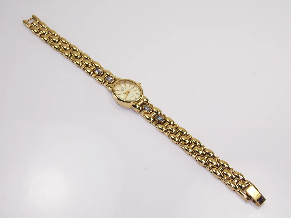 Rare Vintage Gold Tone Tanzanite Ladies Watch Rare Vintage Womens Ladies Gold Jules Jurgensen Purple Blue  main image 2