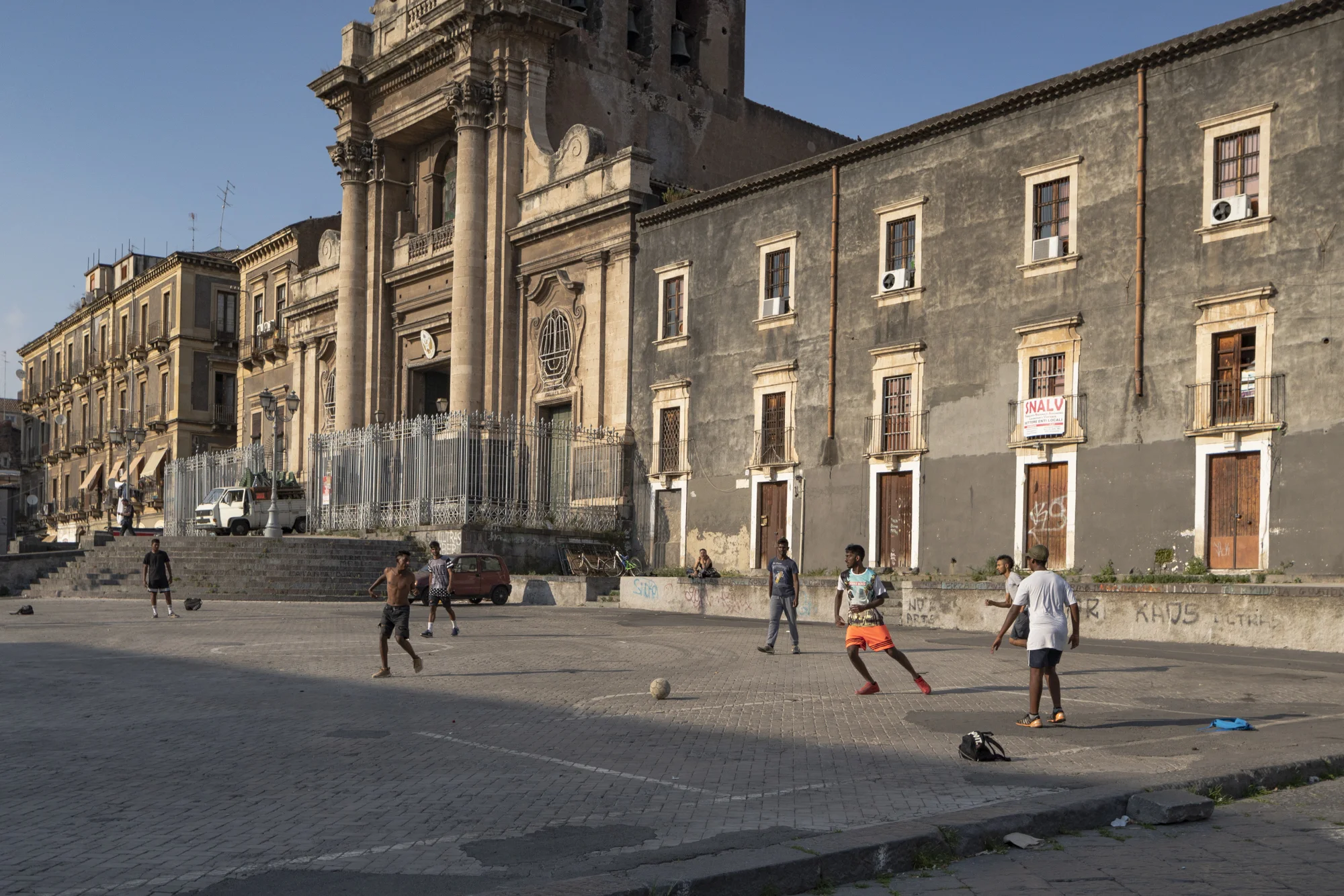 Soccer match, Piazza Carlo Alberto di Savoia, Catania