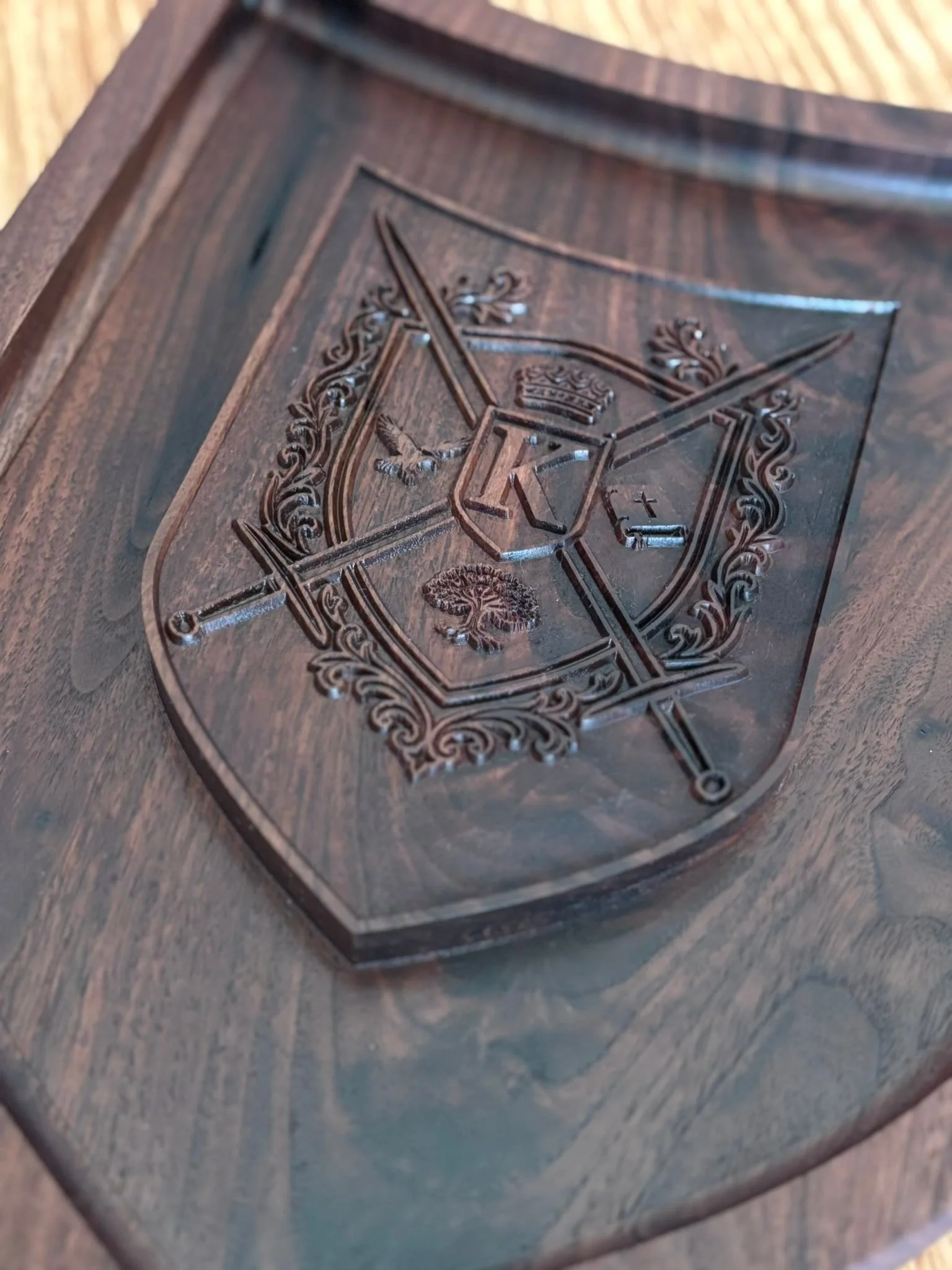 I can finally post this beauty because it’s a gift that’s been given. I believe it to be probably the most intricate piece I’ve ever made, and out of a single piece of walnut. No stain. Natural wood color. Oiled and waxed. Im gonna