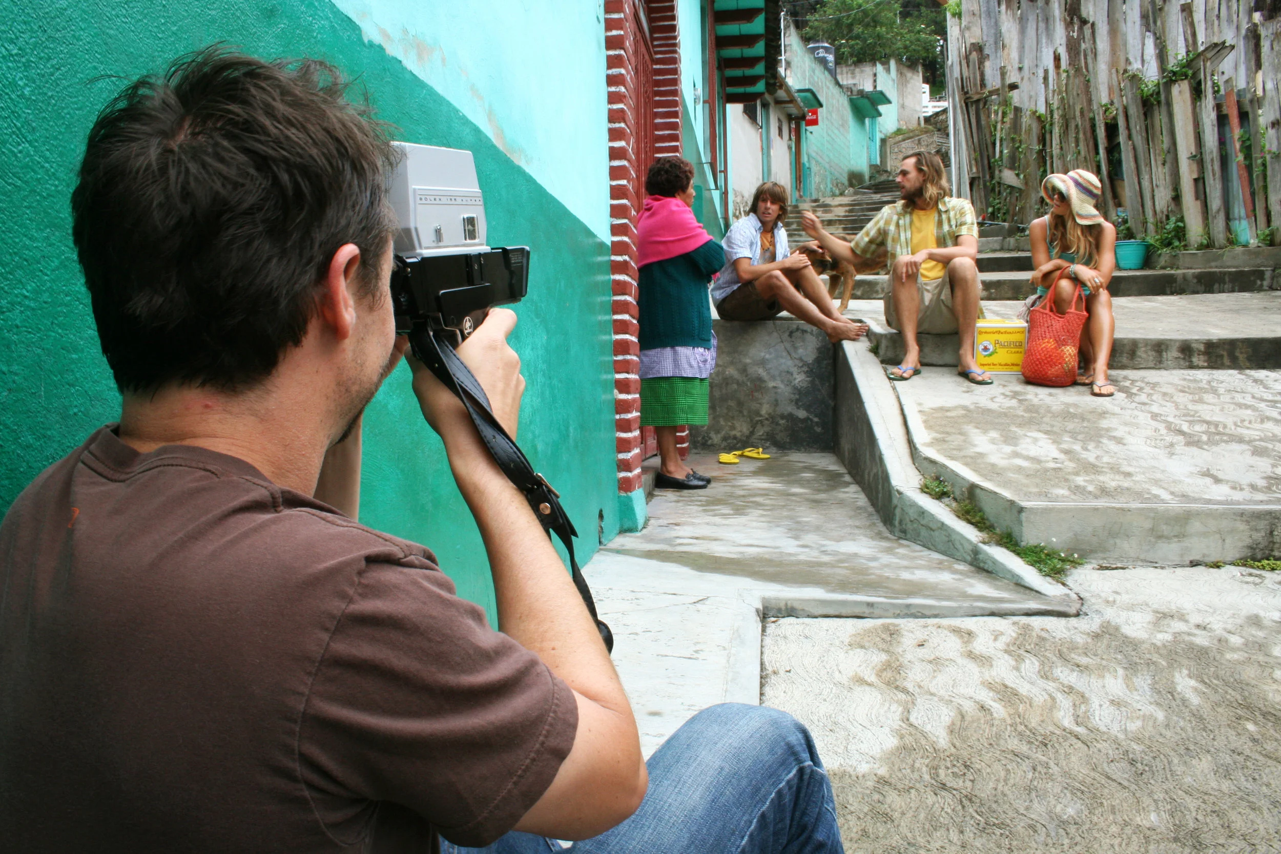 Shooting with my Bolex as these guys toured the city. Almost everyone on production spent a little time shooting with our vintage collection of Super 8mm cameras. We had about 10 of them including two rare waterproof ones from Germany that we put to good use in the surf and cenotes. There is something pretty special about the quality, or lack there of, with Super 8. Some people have mastered them pretty well. I never found myself in that category. However the inspiration came from a discovery of some 8mm films at an estate sale. They were beautifully shot to the extent they almost felt professional at times. The films captured the adventurous life of a bay area family from the 1940s to the late 1950s on sailing trips to Baja and Hawaii and ski trips to Sun Valley and whatever else they might do. I became enamored with these and in fact they were one of the reasons we chose to work with Super 8mm on Pacifico.