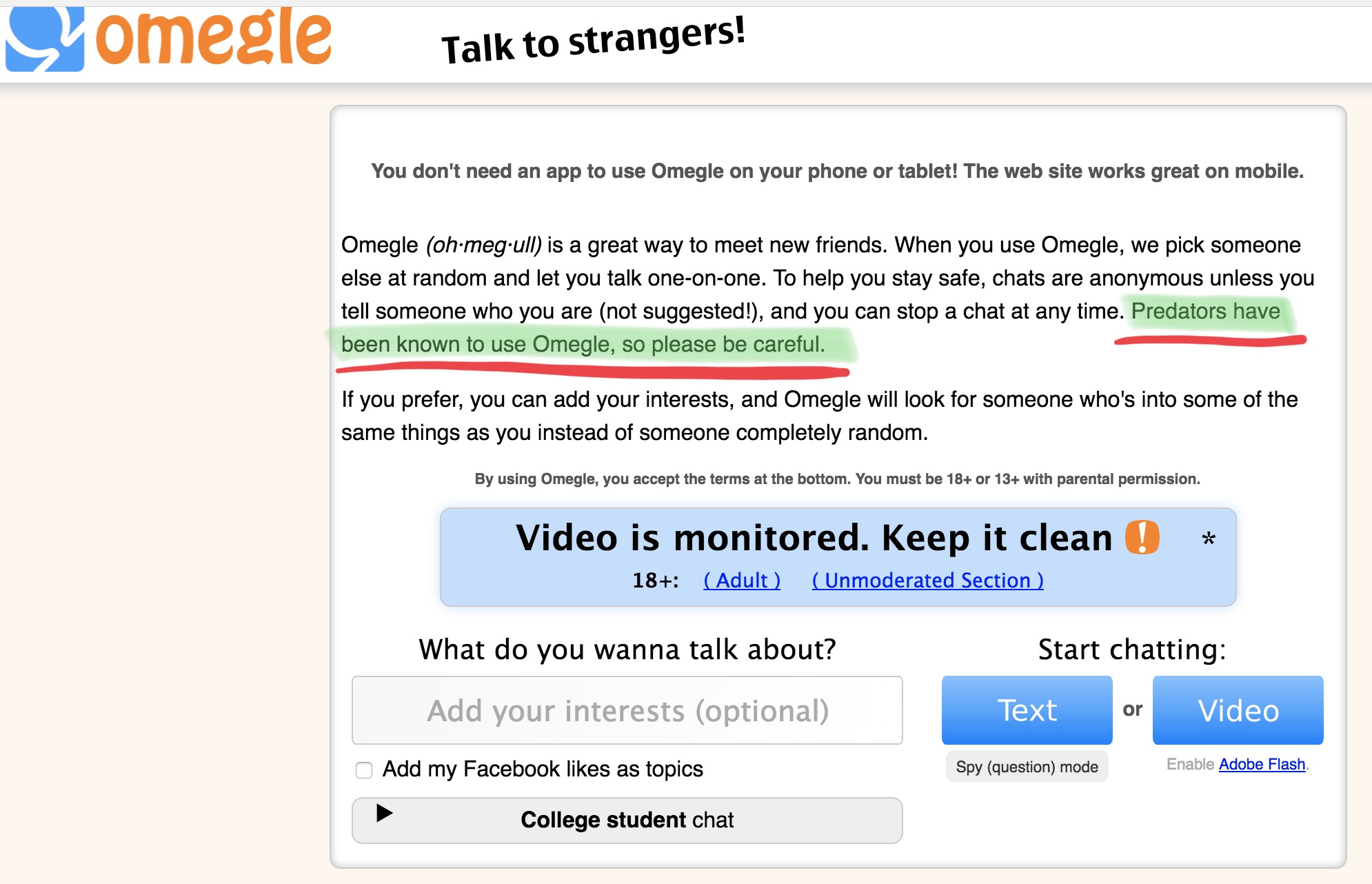 Omegle like text chat