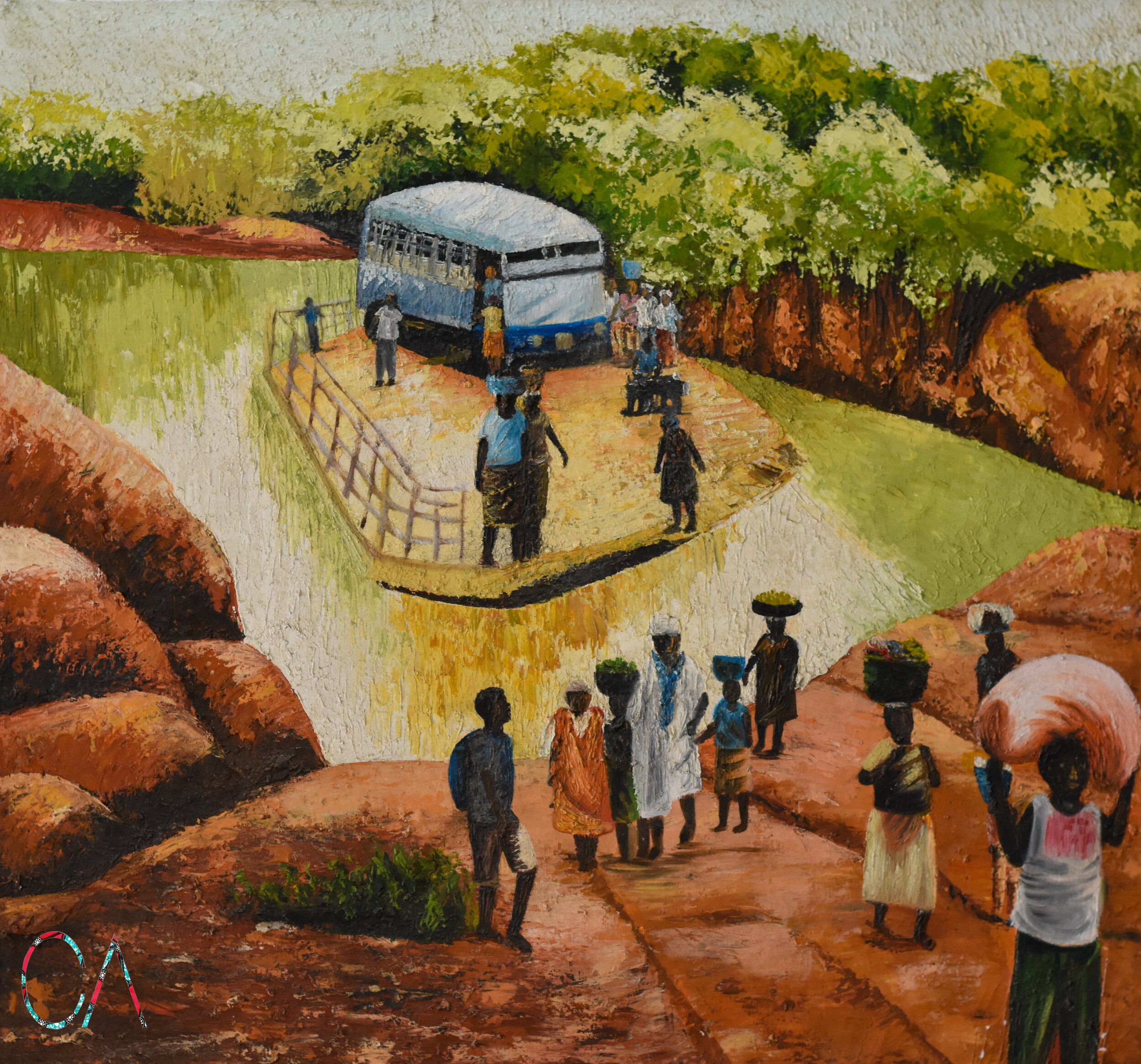 LIBERIAN VILLAGERS, 38x36 inches $300