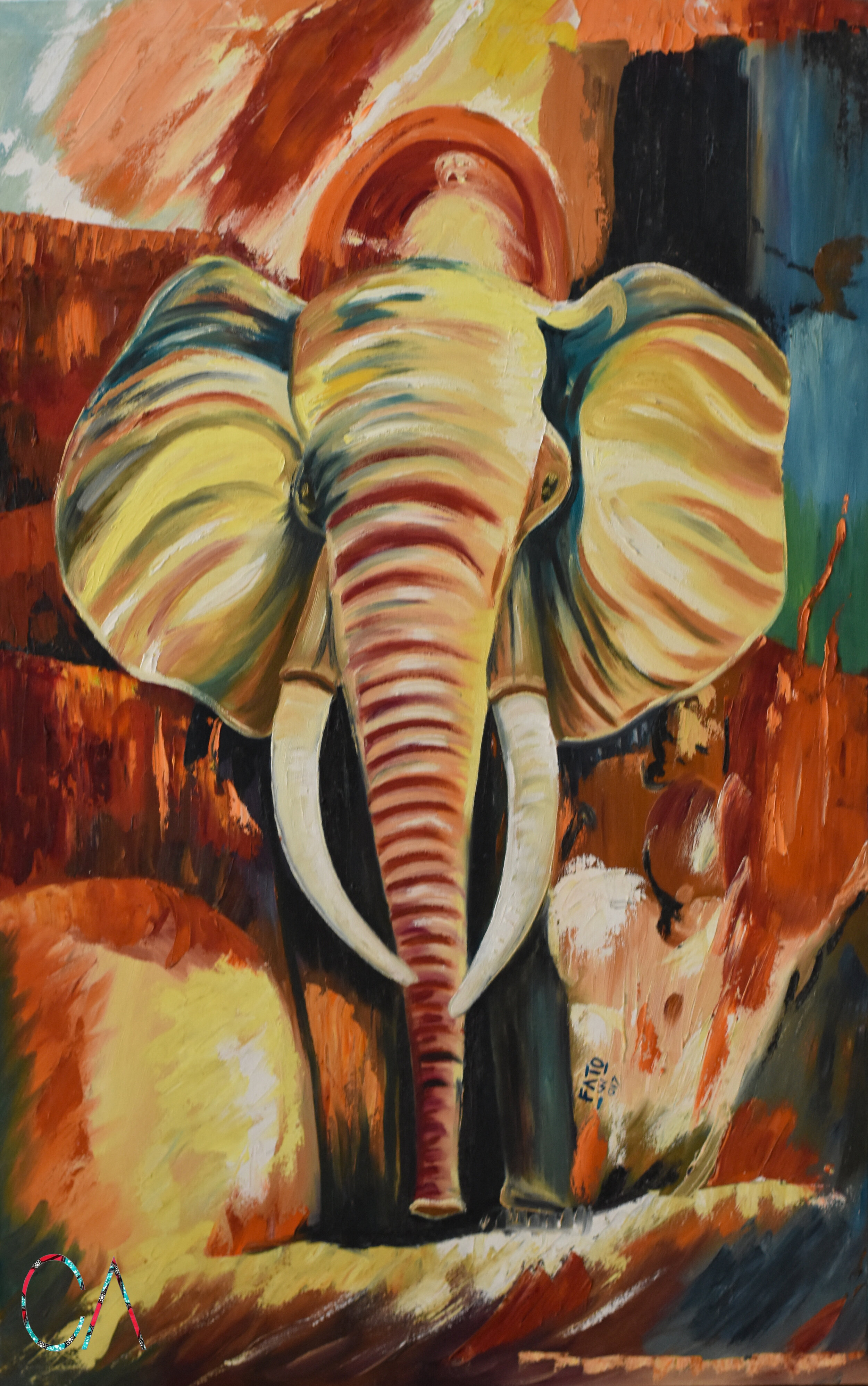 ELEPHANT IN ABSTRACT, 37x23 inches $300