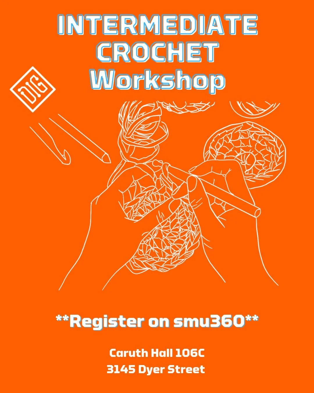 Tuesday Feb 17, 2026 7:00-9:00

Register: https://cglink.me/2vb/r392338

Join us at The DIG for an intermediate crochet workshop! Designed for experienced crocheters ready to level up. This intermediate crochet class dives into new techniques, textur