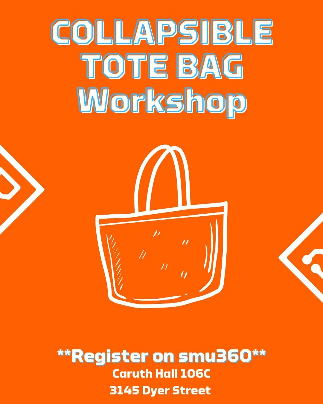 Tuesday Apr 21, 2026 5:00-7:00

Register: https://cglink.me/2vb/r392344

Welcome to the Collapsible Tote Bag workshop! In this workshop, you&rsquo;ll put your sewing skills to use by creating a durable, reusable bag that&rsquo;s perfect for errands a