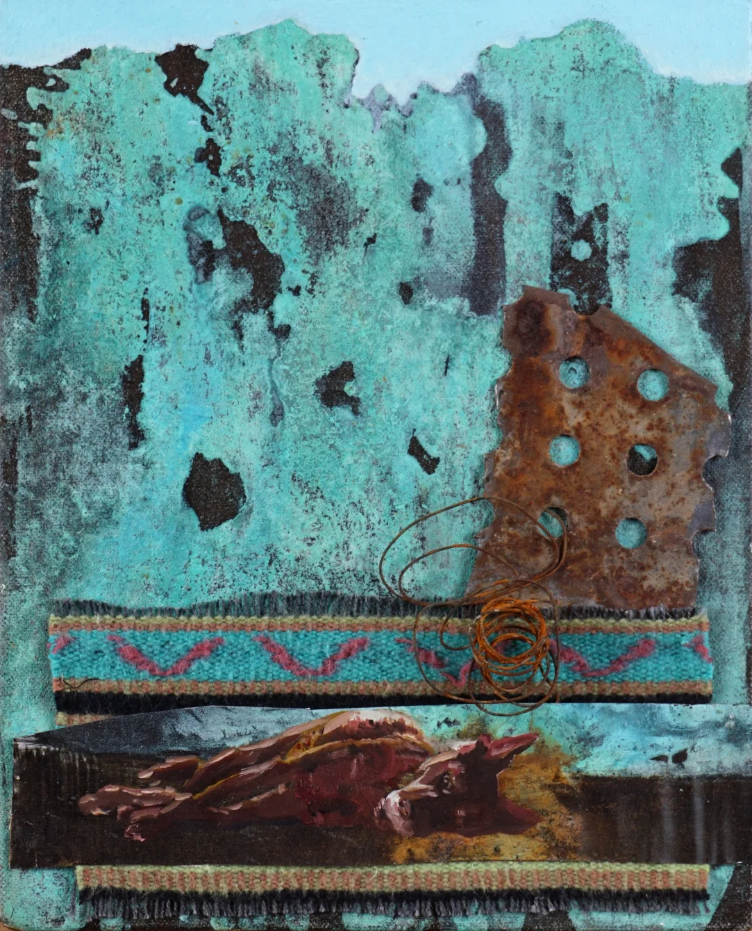 Red Dog with Rug