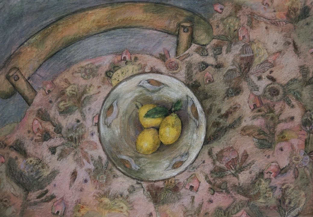Grace studio today: off to a new home with thanks: &lsquo;Provision From Above&rsquo; #contemporaryaustraliannart#contemporarypainting#pastelpainting#pastelart#contemporaryadelaidepainting#fruitpainting#fruitart#contemporarypainting