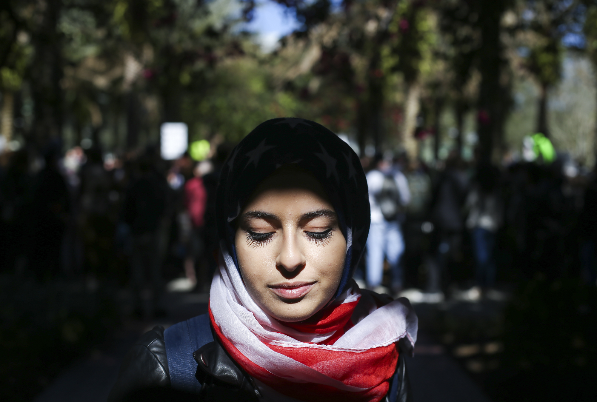 Sarah Eldin, 19, poses for a portrait at the University of Southern Florida in Tampa, Fla., Monday, January 30, 2017. "Everyday we're a symbol of what's at hand right now," she said.