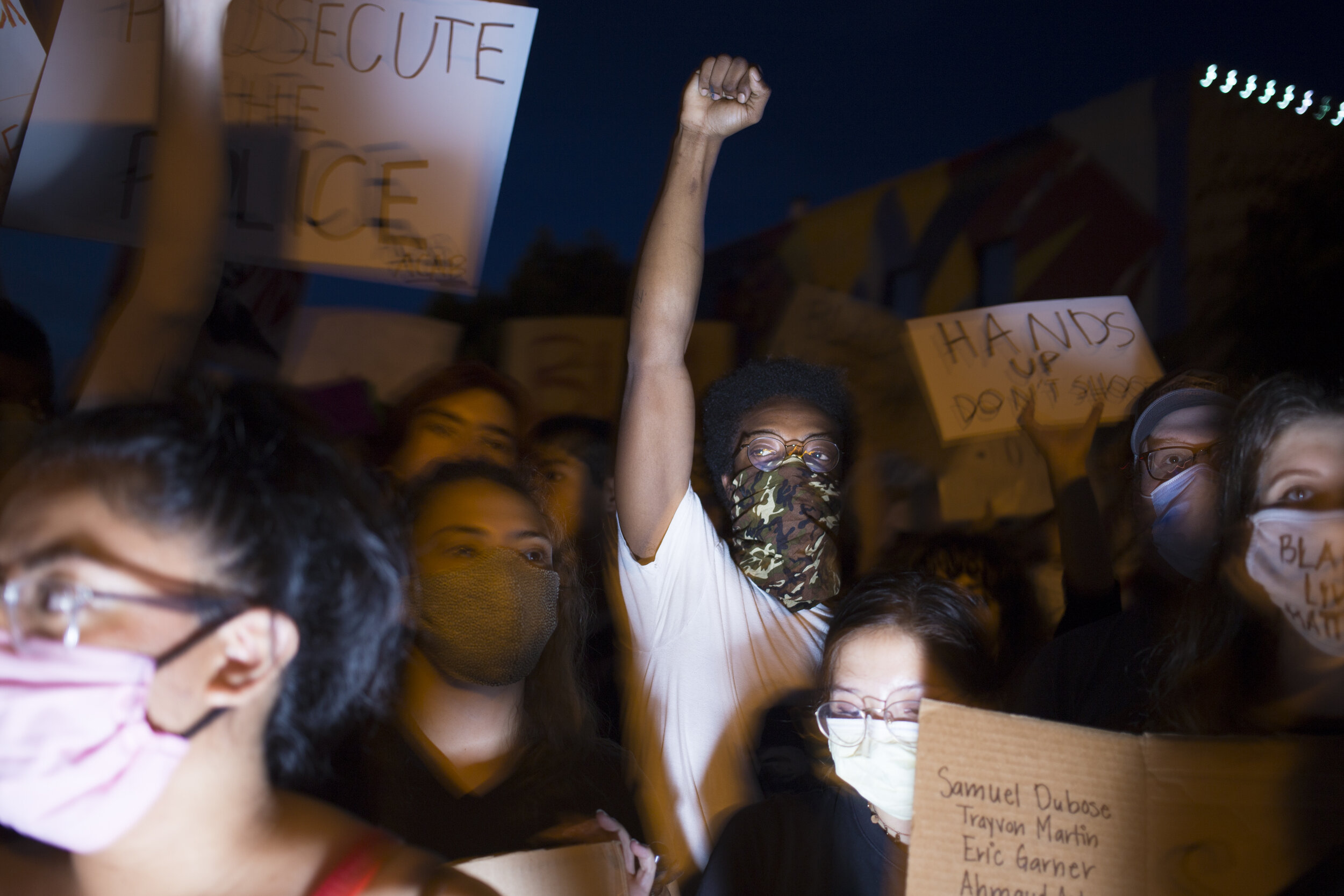  Protestors demonstrate at the Bentonville Square  