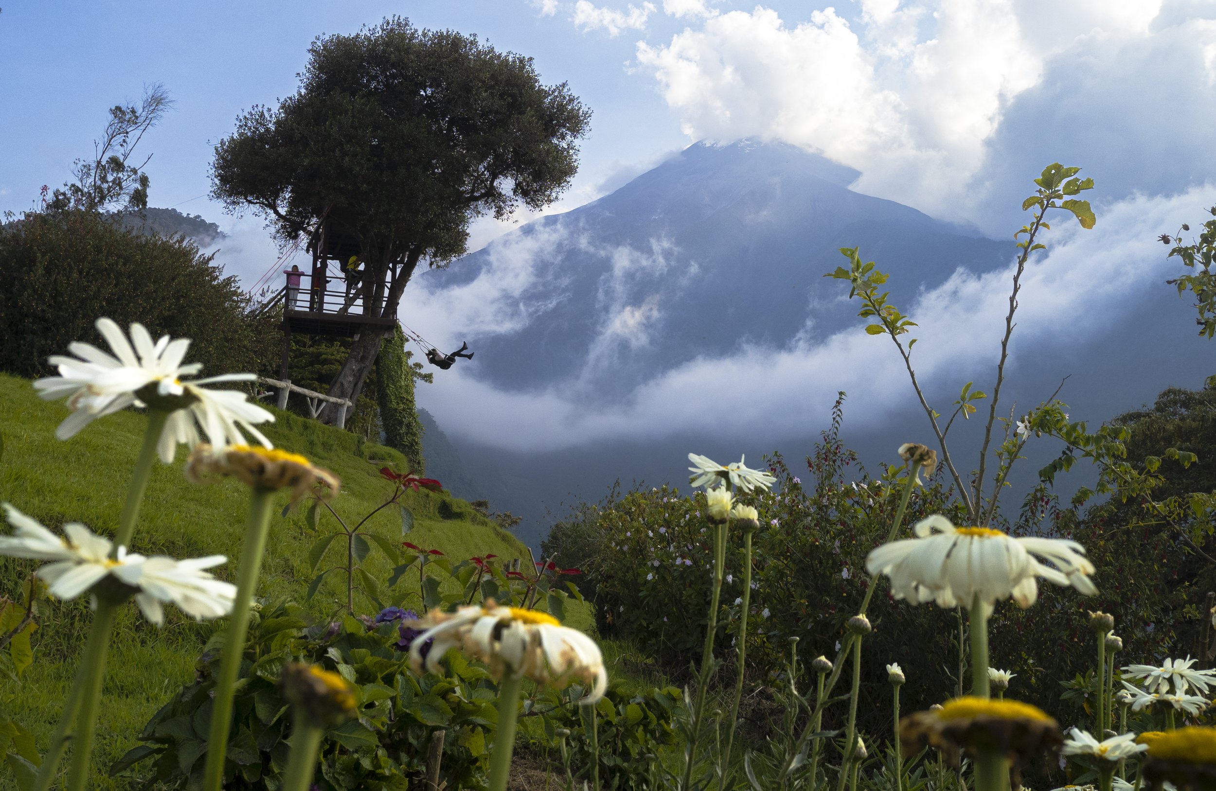  A view of the La Casa del Arbol or "The Swing At The End Of The World" in Baños, Ecuador 