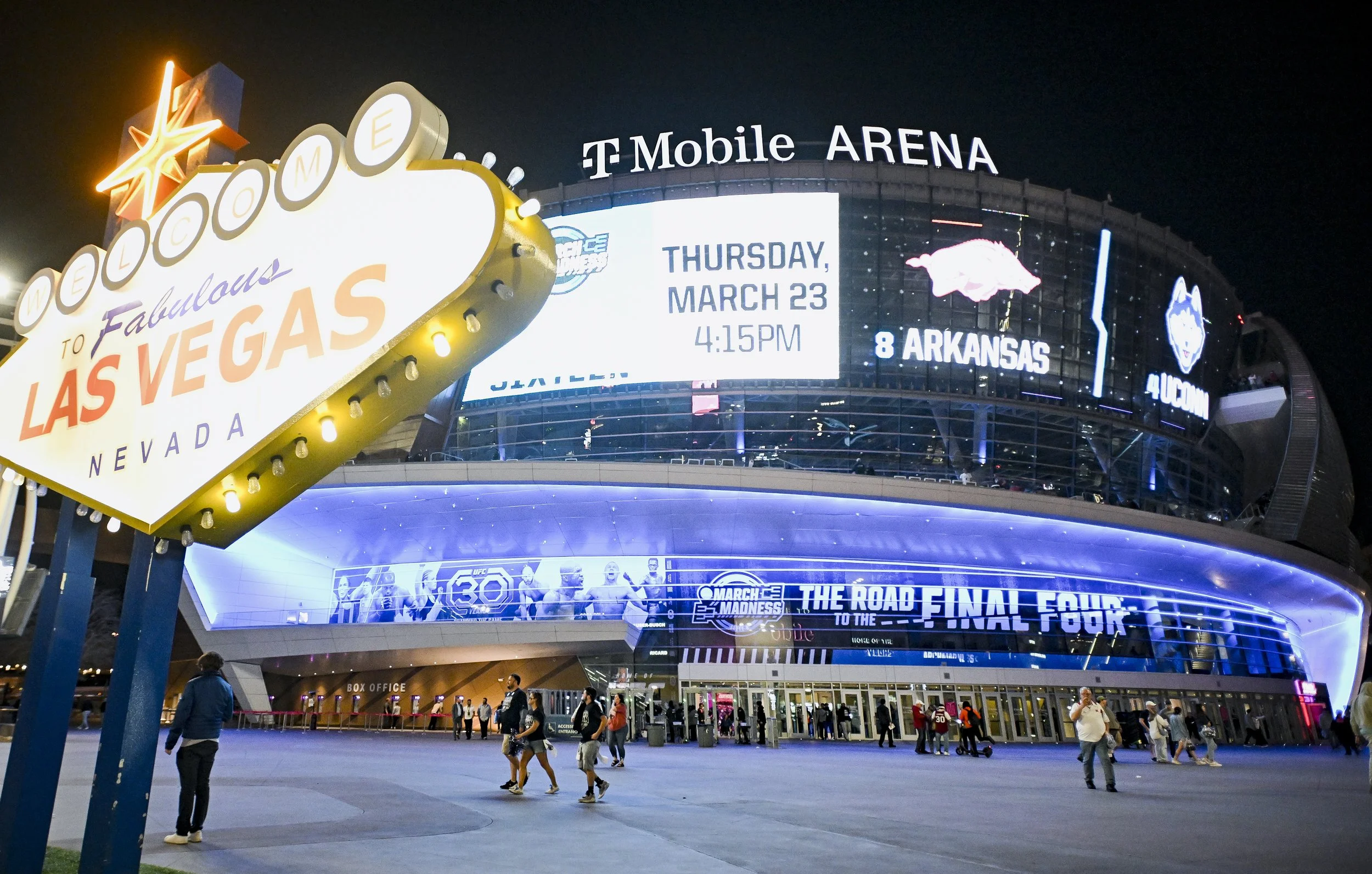 T-Mobile Arena is shown, Thursday, March 23, 2023 after the NCAA Division I Basketball Championship Sweet 16 Round in Las Vegas, Nev.