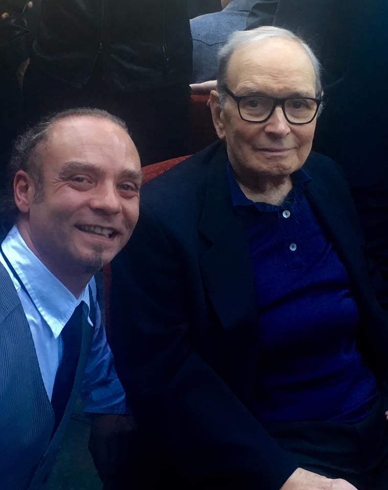 With Ennio Morricone at the SCL event , 2016 (the day before the Maestro received the Oscar Award