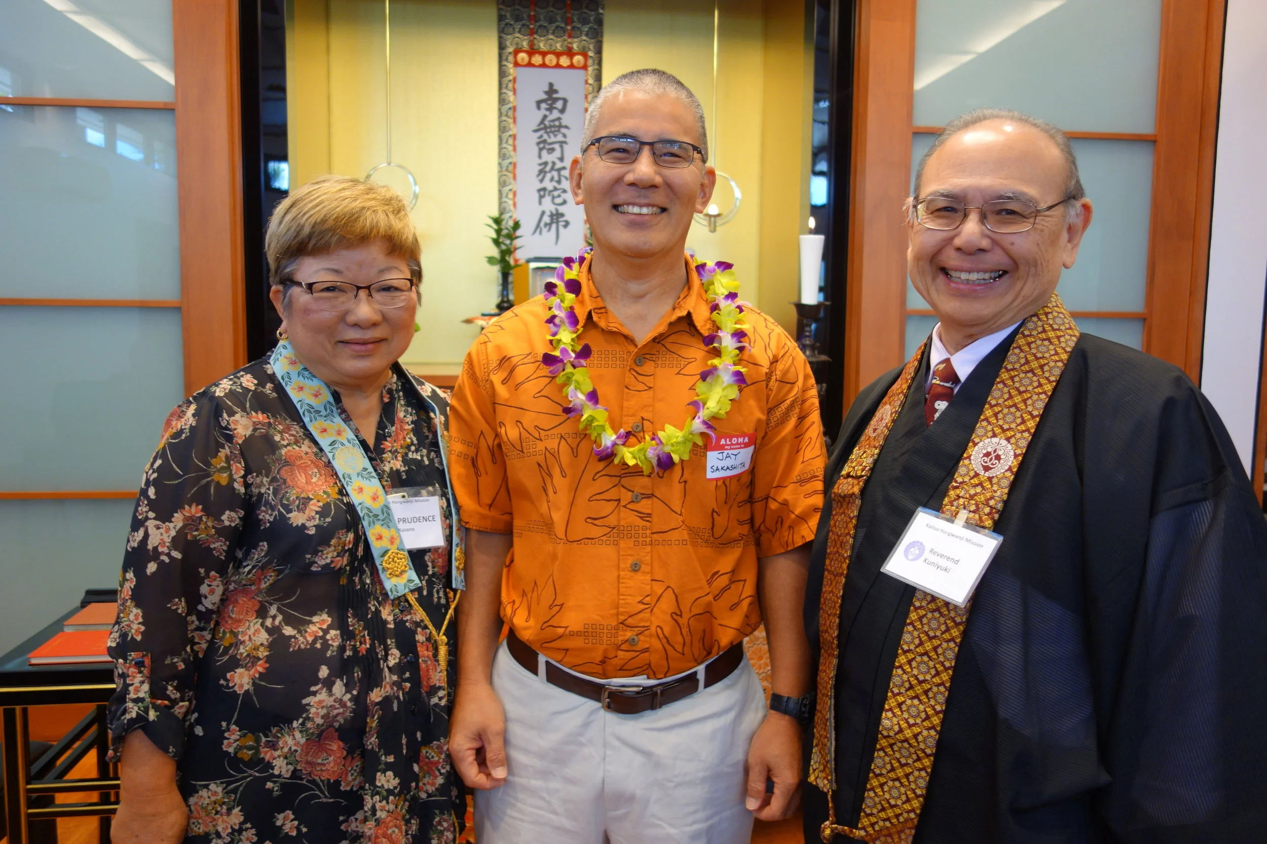 KHM President Prudence Kusano, Guest Speaker Jay Sakashita, & Rev. Kevin Kuniyuki