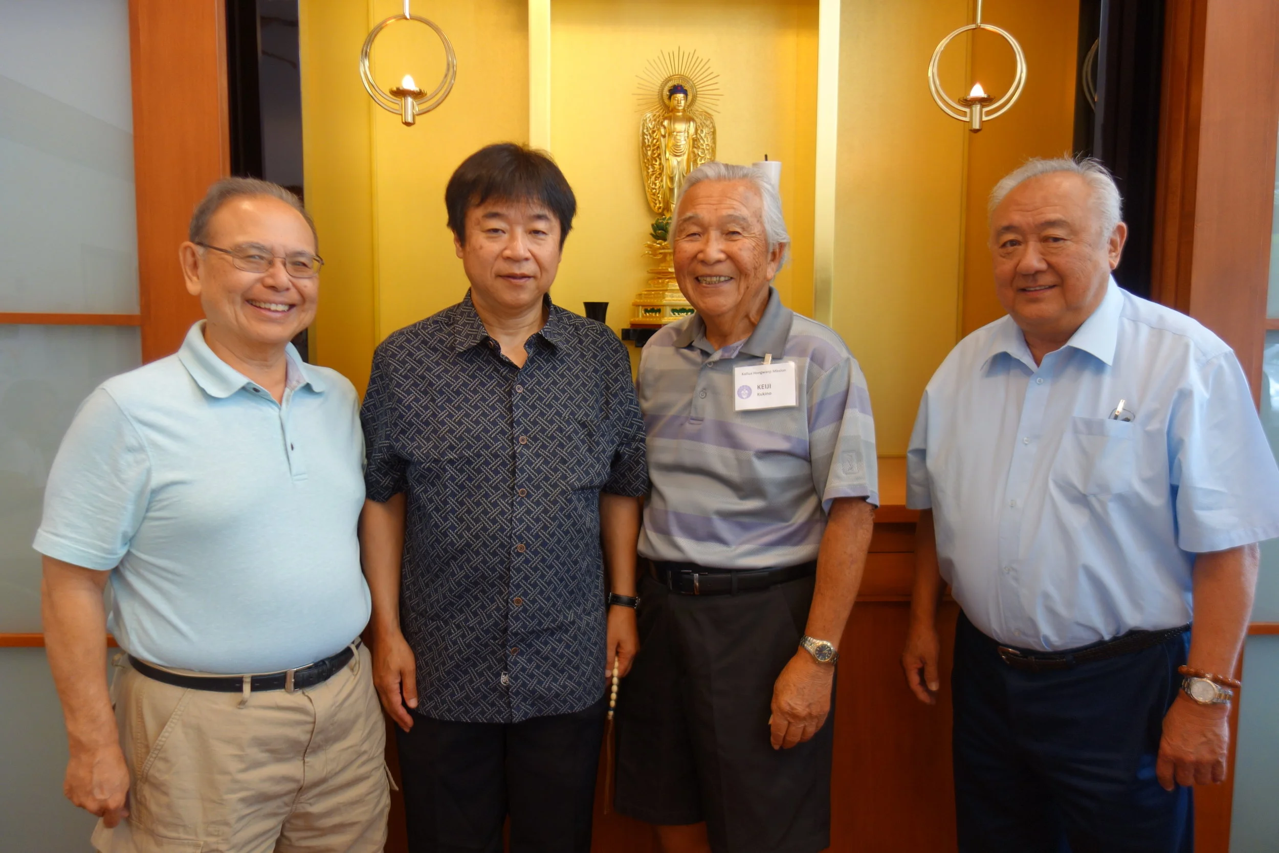 Rev. Noriaki Sumi visited us today. Rev. Sumi was Kailua Hongwanji's minister from 1985 to 1987. From left to right: Rev. Kuniyuki, Rev. Sumi, Keiji Kukino, Rev. Sumikawa