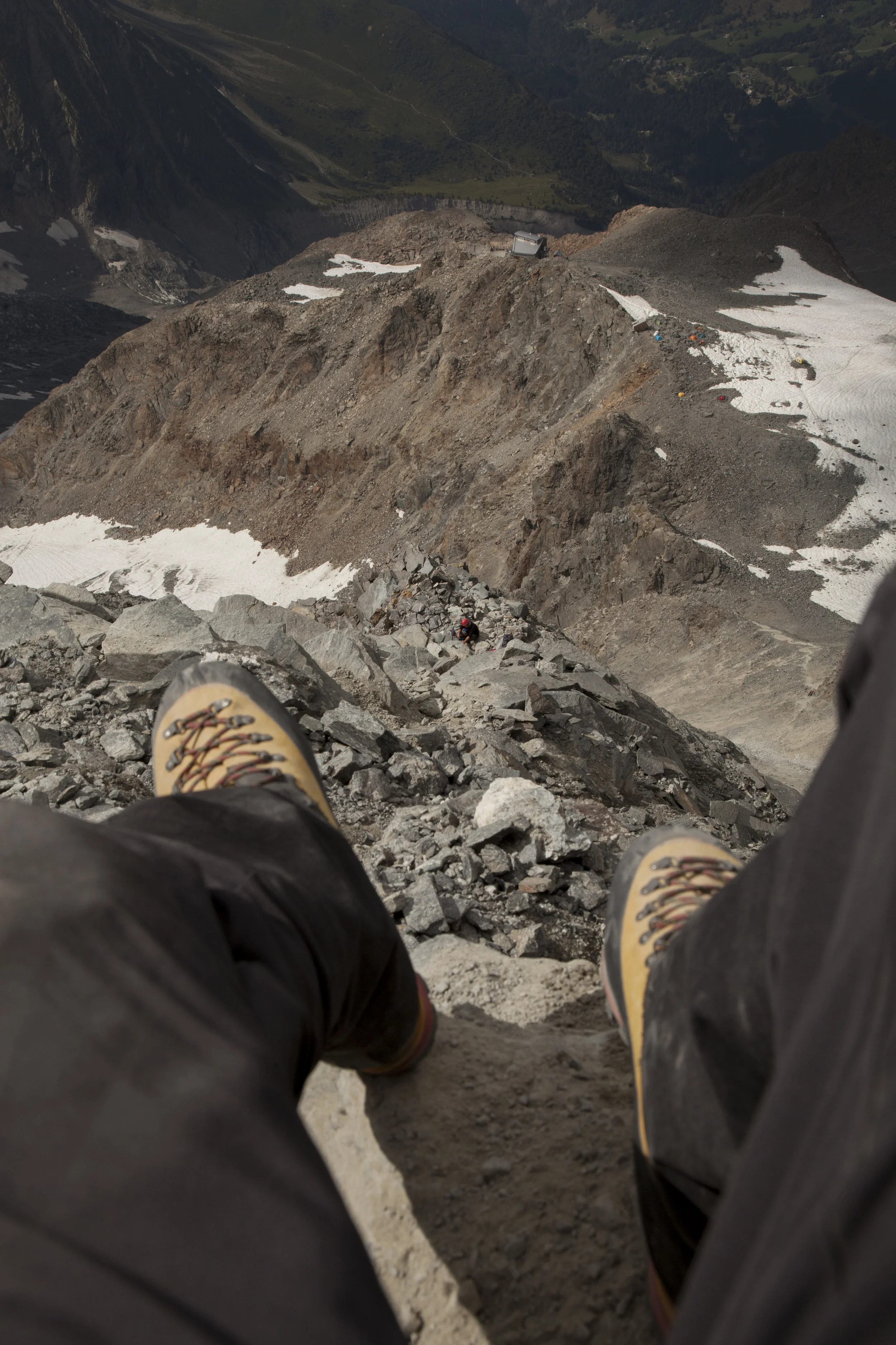 Looking down into the Grand Couloir.