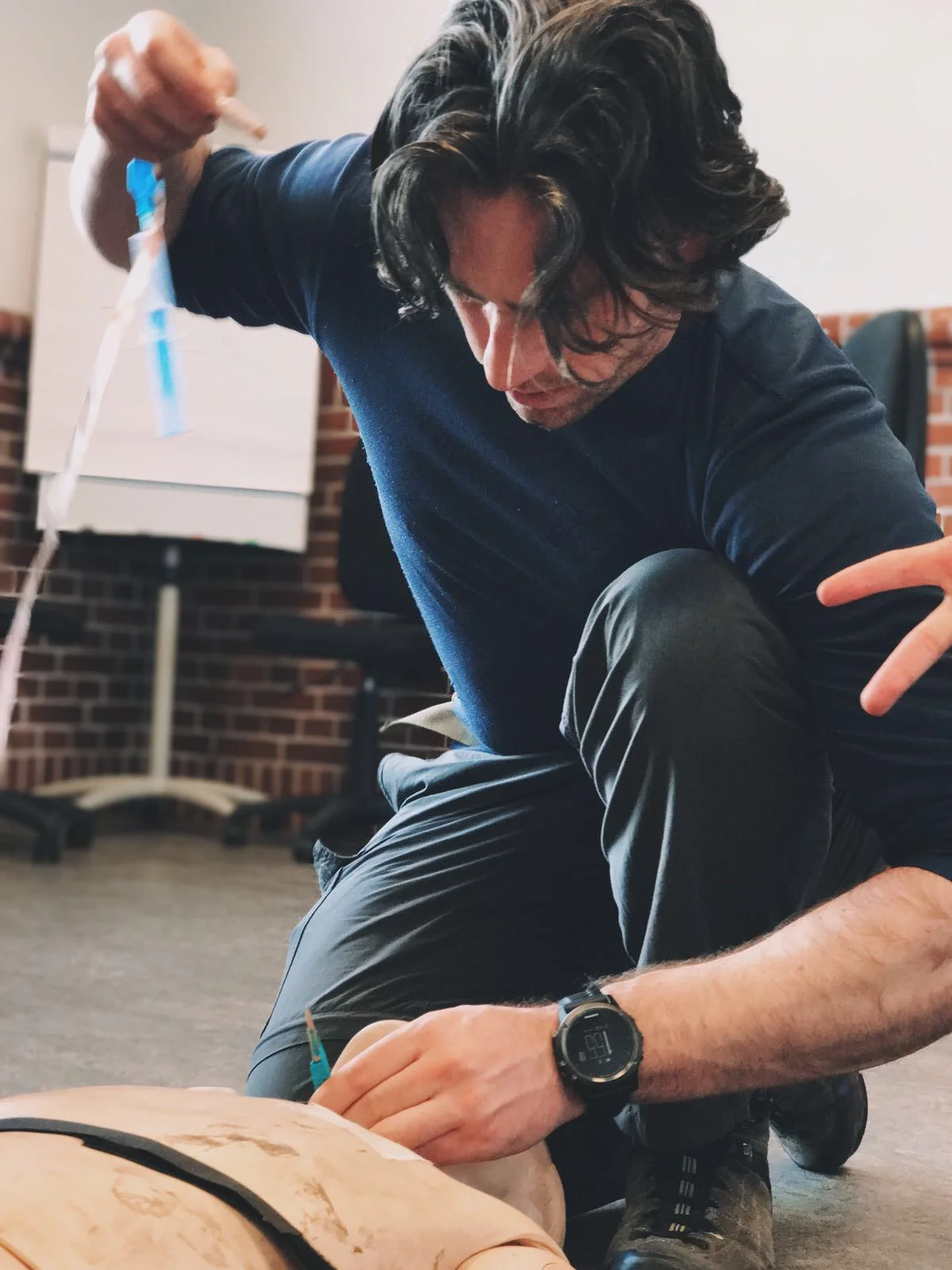 Practicing surgical airways. Photo: Simon Buxton.